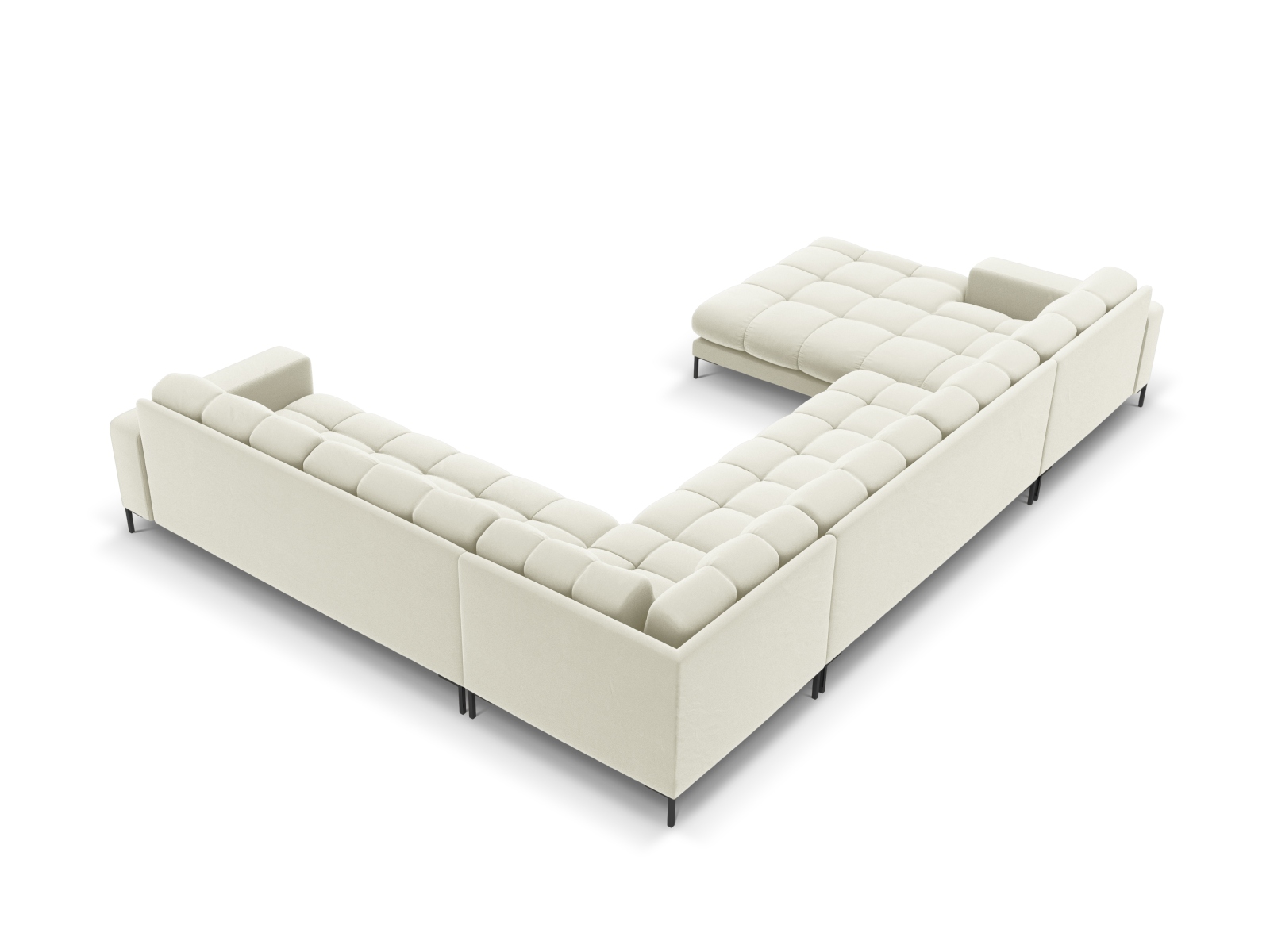 Velvet Panoramic Right Corner Sofa, "Mamaia", 7 Seats, 327x256x75