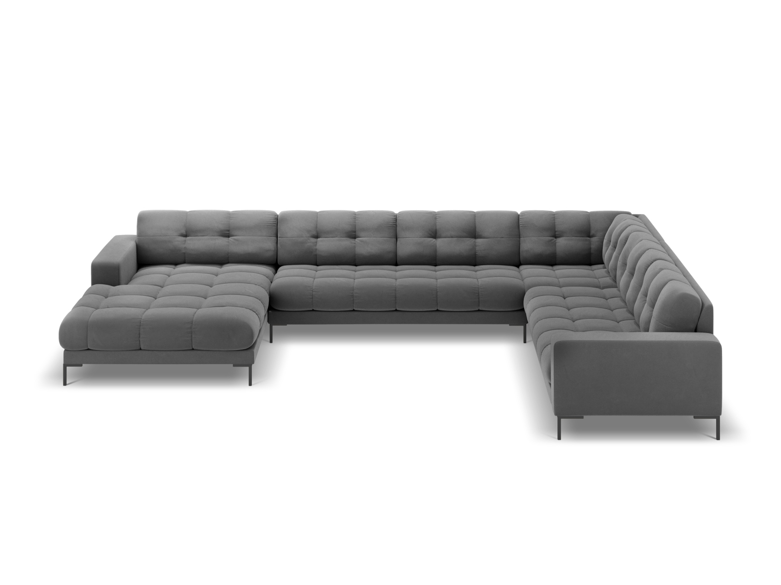 Velvet Panoramic Right Corner Sofa, "Mamaia", 7 Seats, 327x256x75