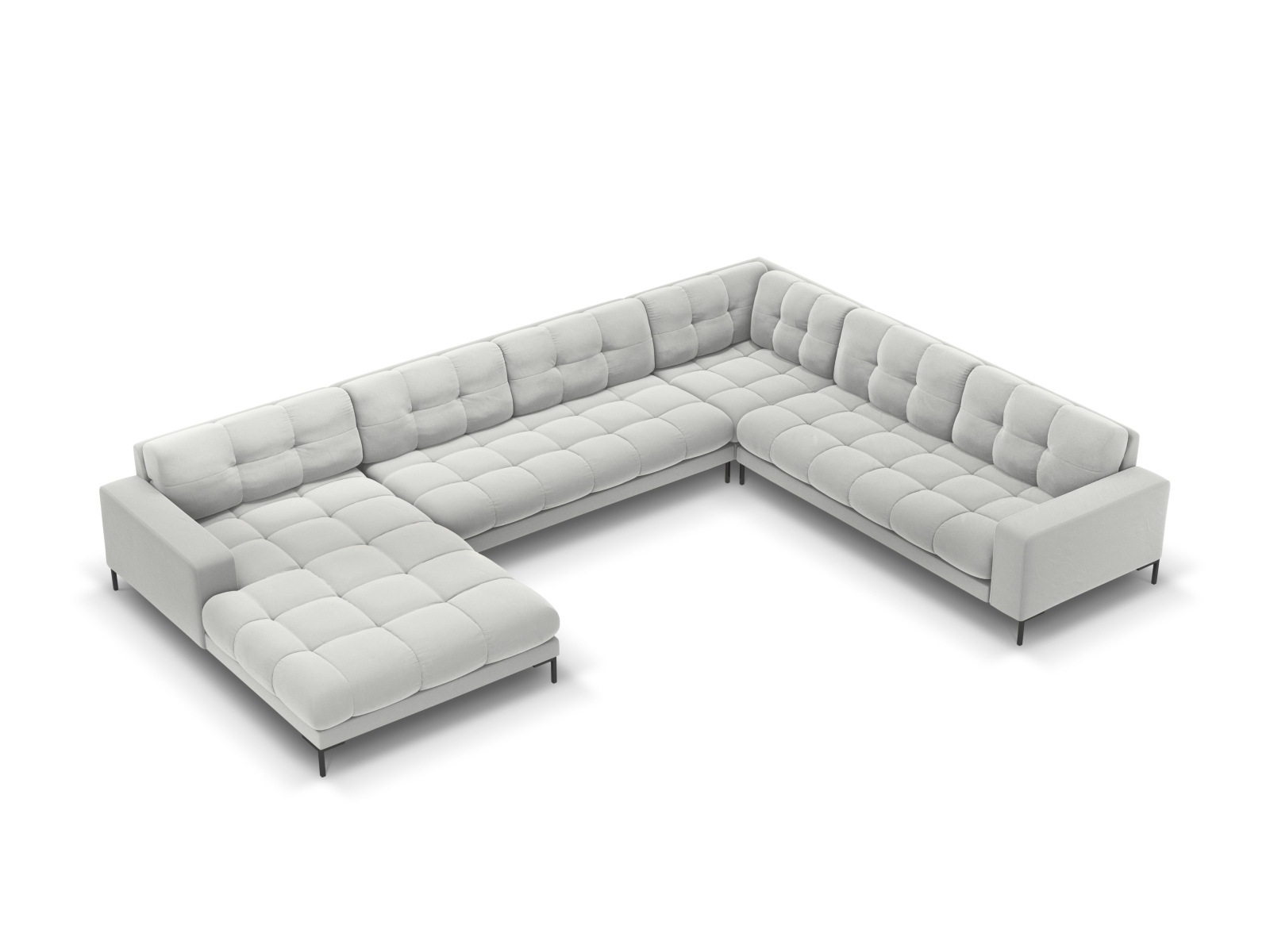Velvet Panoramic Right Corner Sofa, "Mamaia", 7 Seats, 327x256x75