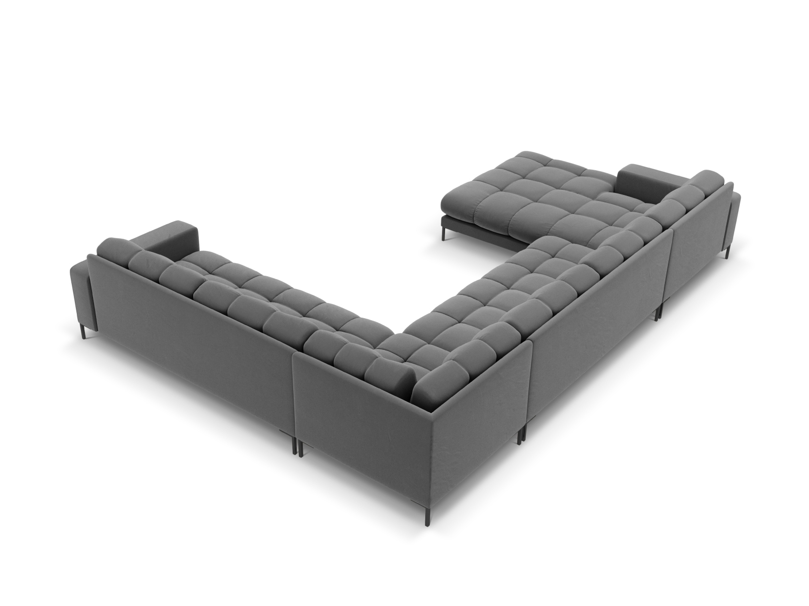 Velvet Panoramic Right Corner Sofa, "Mamaia", 7 Seats, 327x256x75