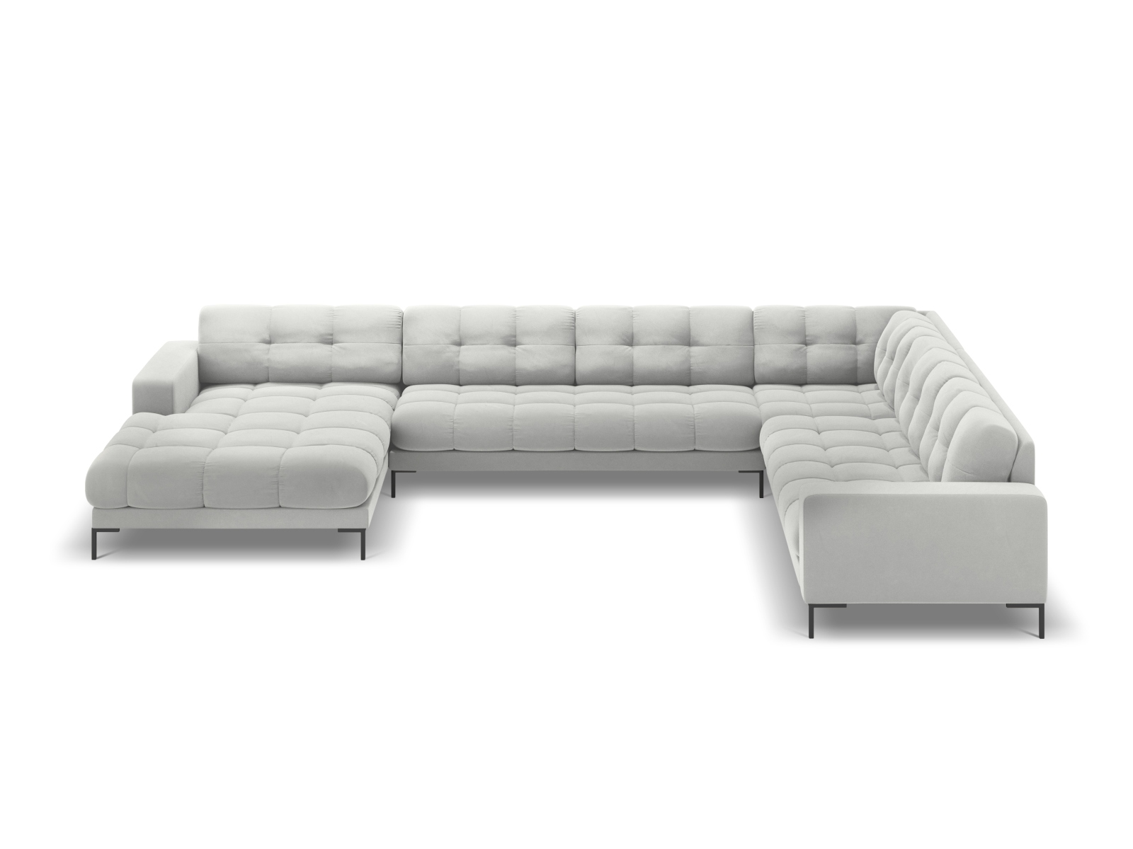 Velvet Panoramic Right Corner Sofa, "Mamaia", 7 Seats, 327x256x75