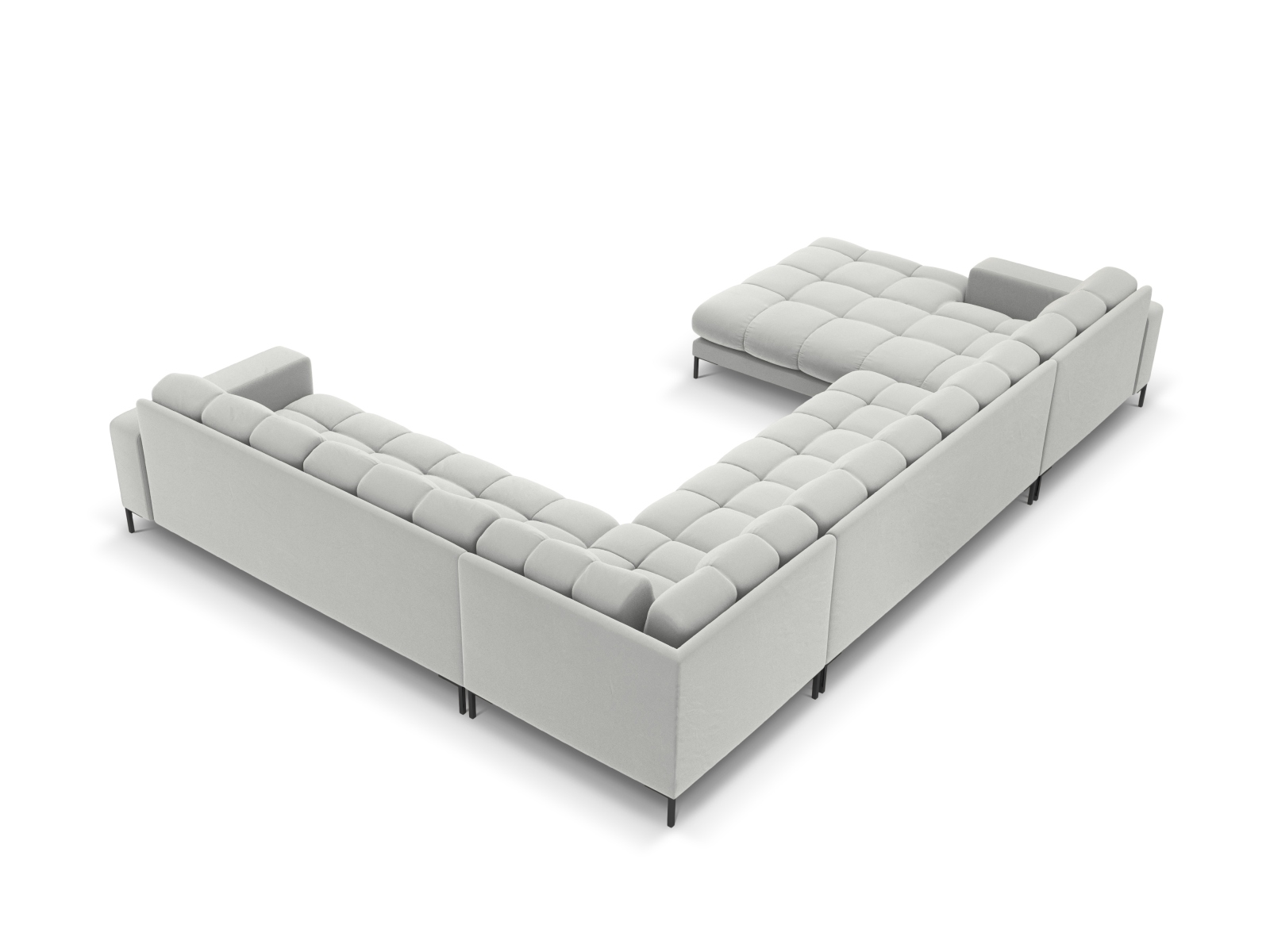 Velvet Panoramic Right Corner Sofa, "Mamaia", 7 Seats, 327x256x75