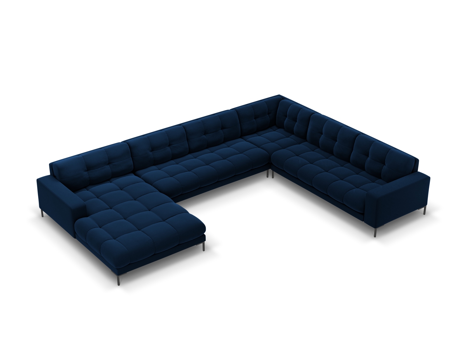 Velvet Panoramic Right Corner Sofa, "Mamaia", 7 Seats, 327x256x75