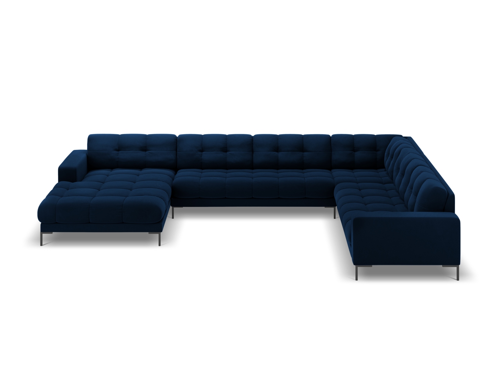 Velvet Panoramic Right Corner Sofa, "Mamaia", 7 Seats, 327x256x75