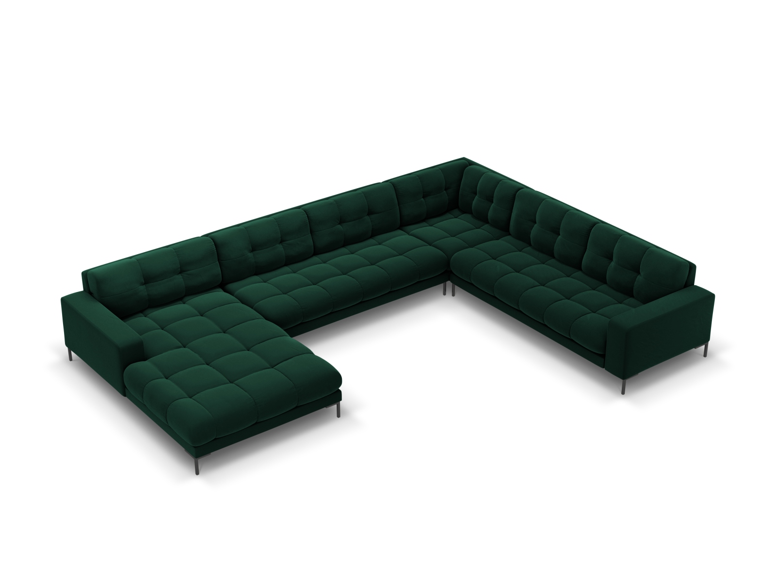 Velvet Panoramic Right Corner Sofa, "Mamaia", 7 Seats, 327x256x75
