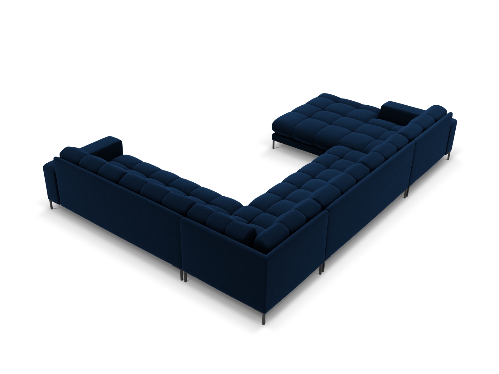 Velvet Panoramic Right Corner Sofa, "Mamaia", 7 Seats, 327x256x75