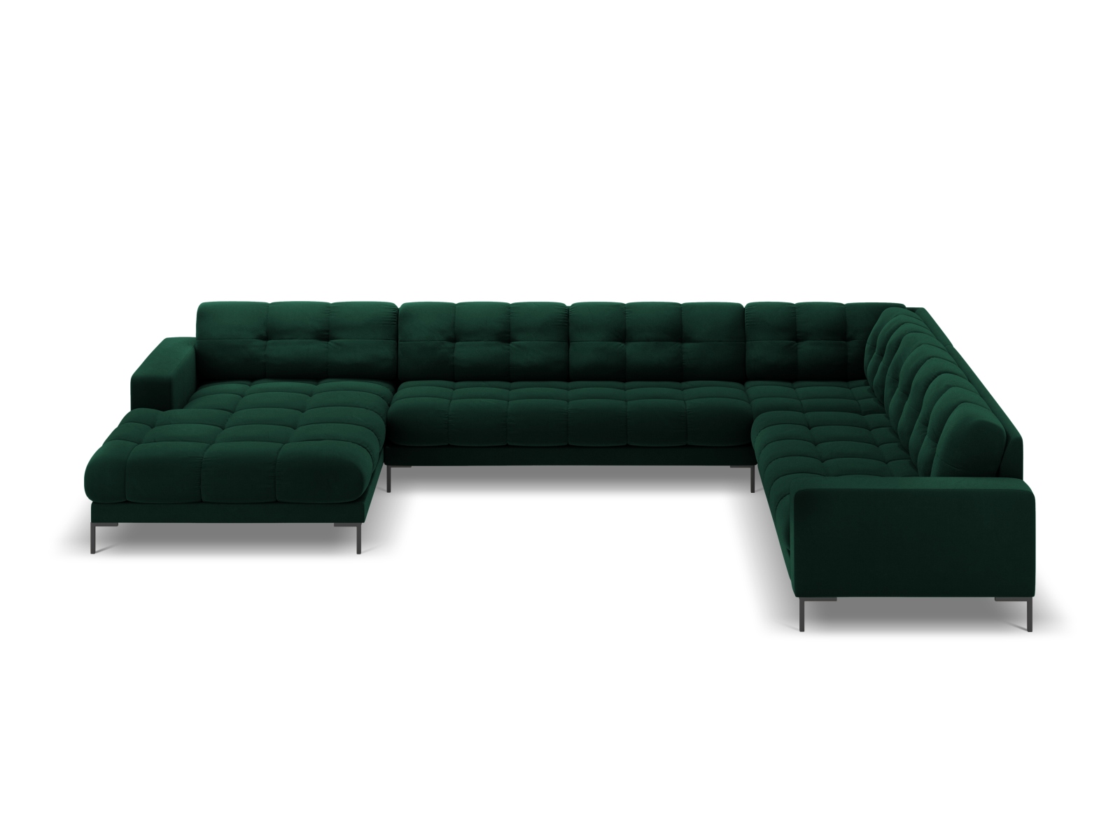 Velvet Panoramic Right Corner Sofa, "Mamaia", 7 Seats, 327x256x75