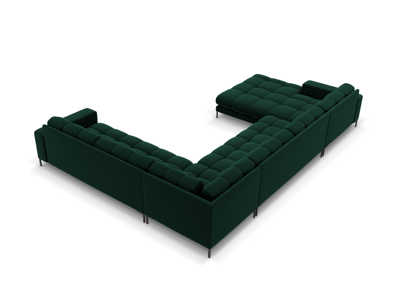 Velvet Panoramic Right Corner Sofa, "Mamaia", 7 Seats, 327x256x75