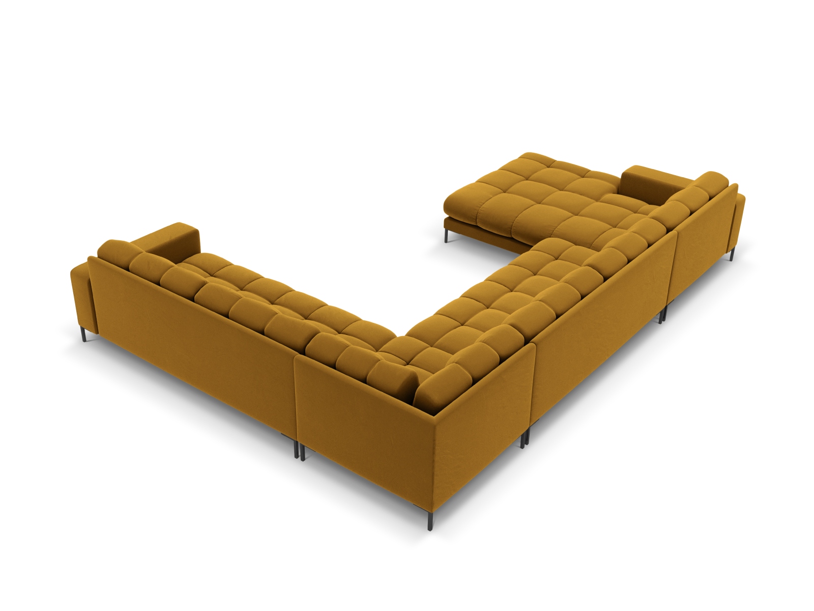Velvet Panoramic Right Corner Sofa, "Mamaia", 7 Seats, 327x256x75