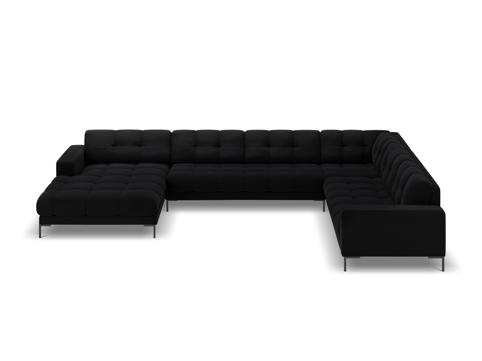 Velvet Panoramic Right Corner Sofa, "Mamaia", 7 Seats, 327x256x75