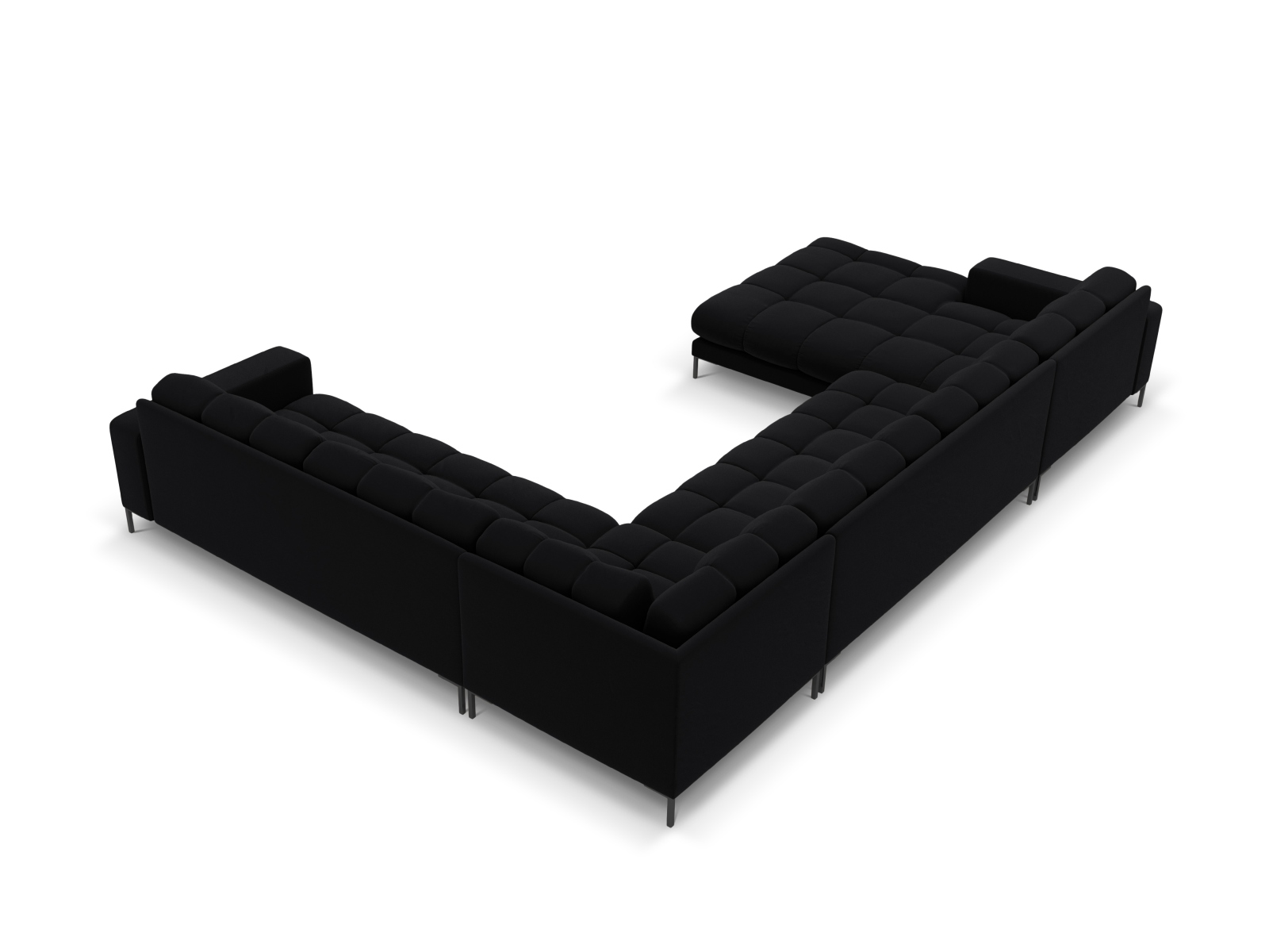 Velvet Panoramic Right Corner Sofa, "Mamaia", 7 Seats, 327x256x75