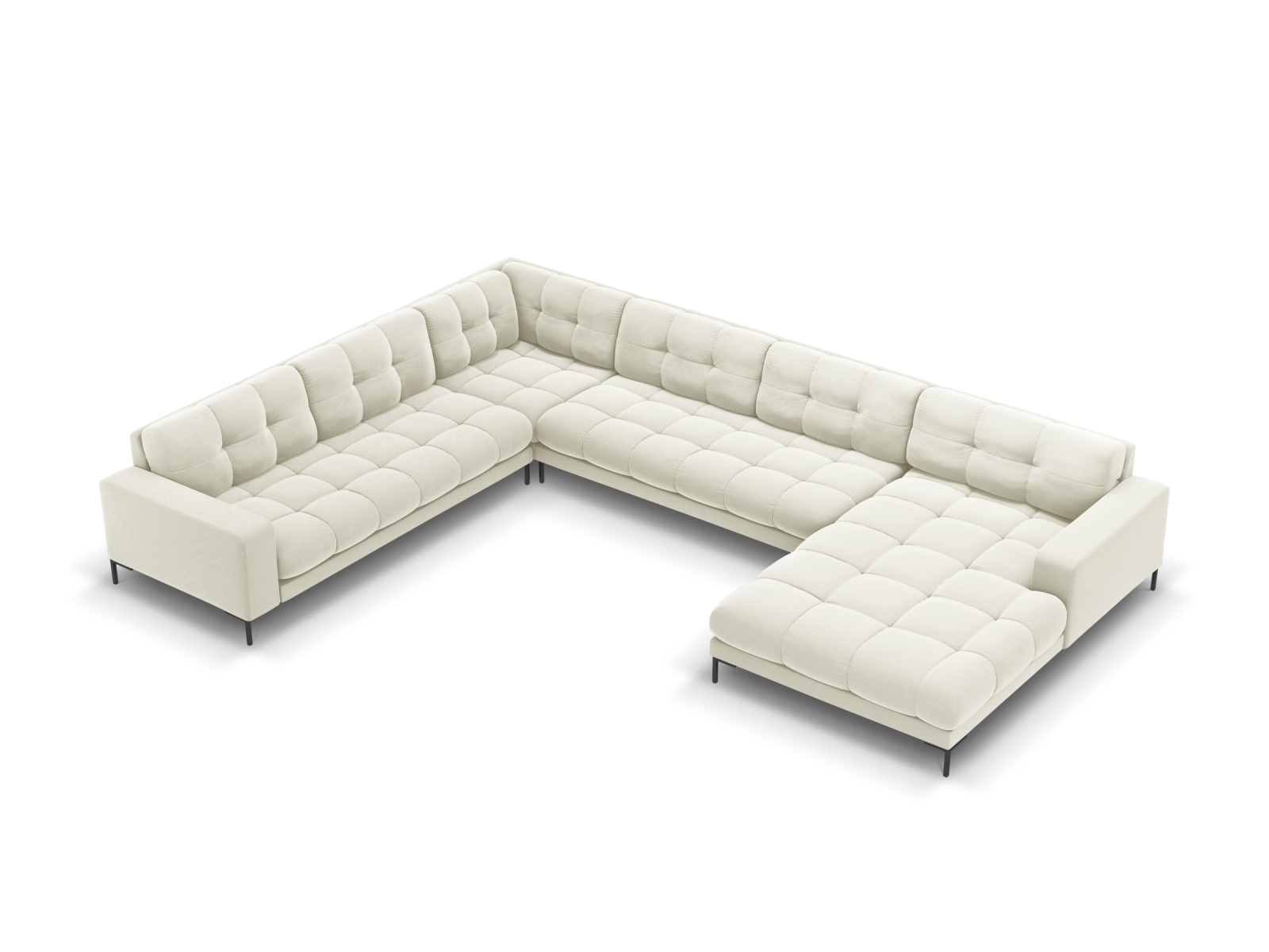 Velvet Panoramic Left Corner Sofa, "Mamaia", 7 Seats, 327x256x75