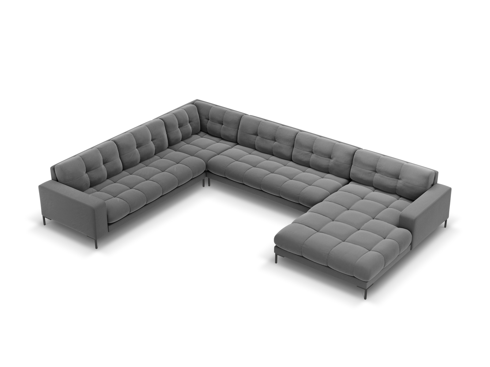 Velvet Panoramic Left Corner Sofa, "Mamaia", 7 Seats, 327x256x75
