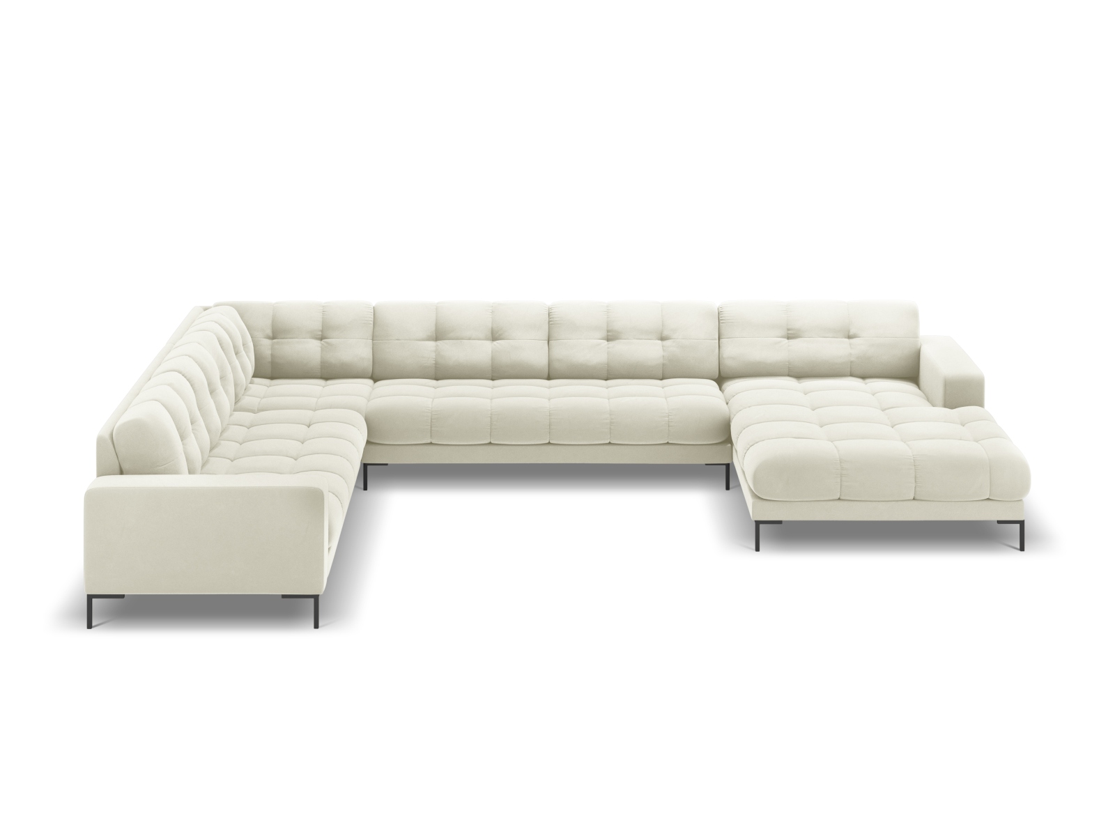 Velvet Panoramic Left Corner Sofa, "Mamaia", 7 Seats, 327x256x75