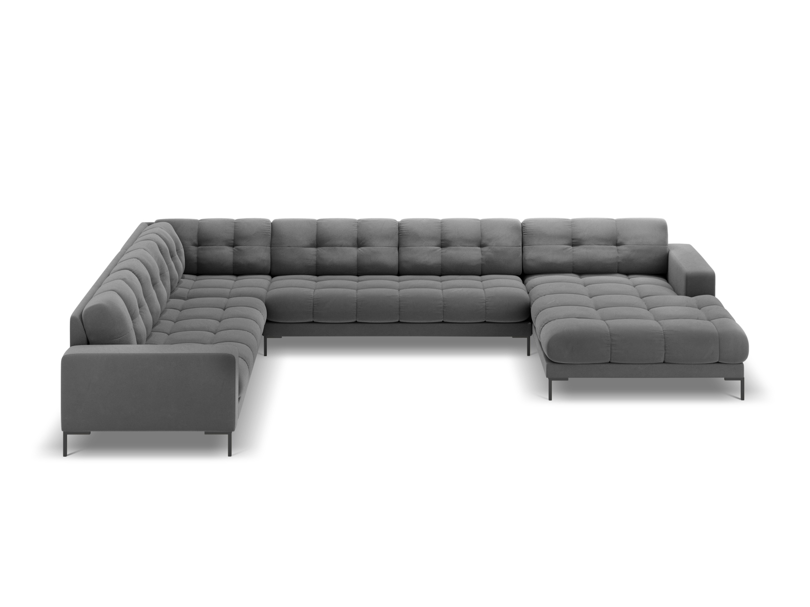 Velvet Panoramic Left Corner Sofa, "Mamaia", 7 Seats, 327x256x75