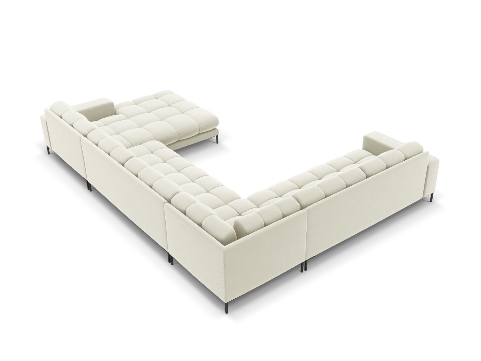 Velvet Panoramic Left Corner Sofa, "Mamaia", 7 Seats, 327x256x75