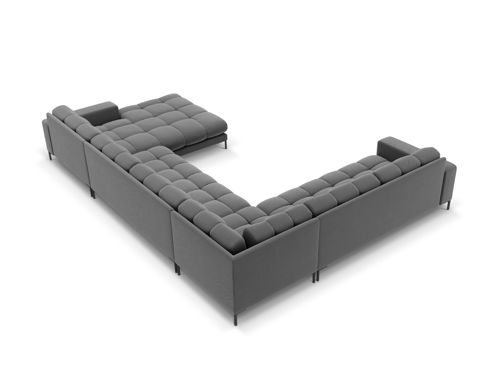 Velvet Panoramic Left Corner Sofa, "Mamaia", 7 Seats, 327x256x75