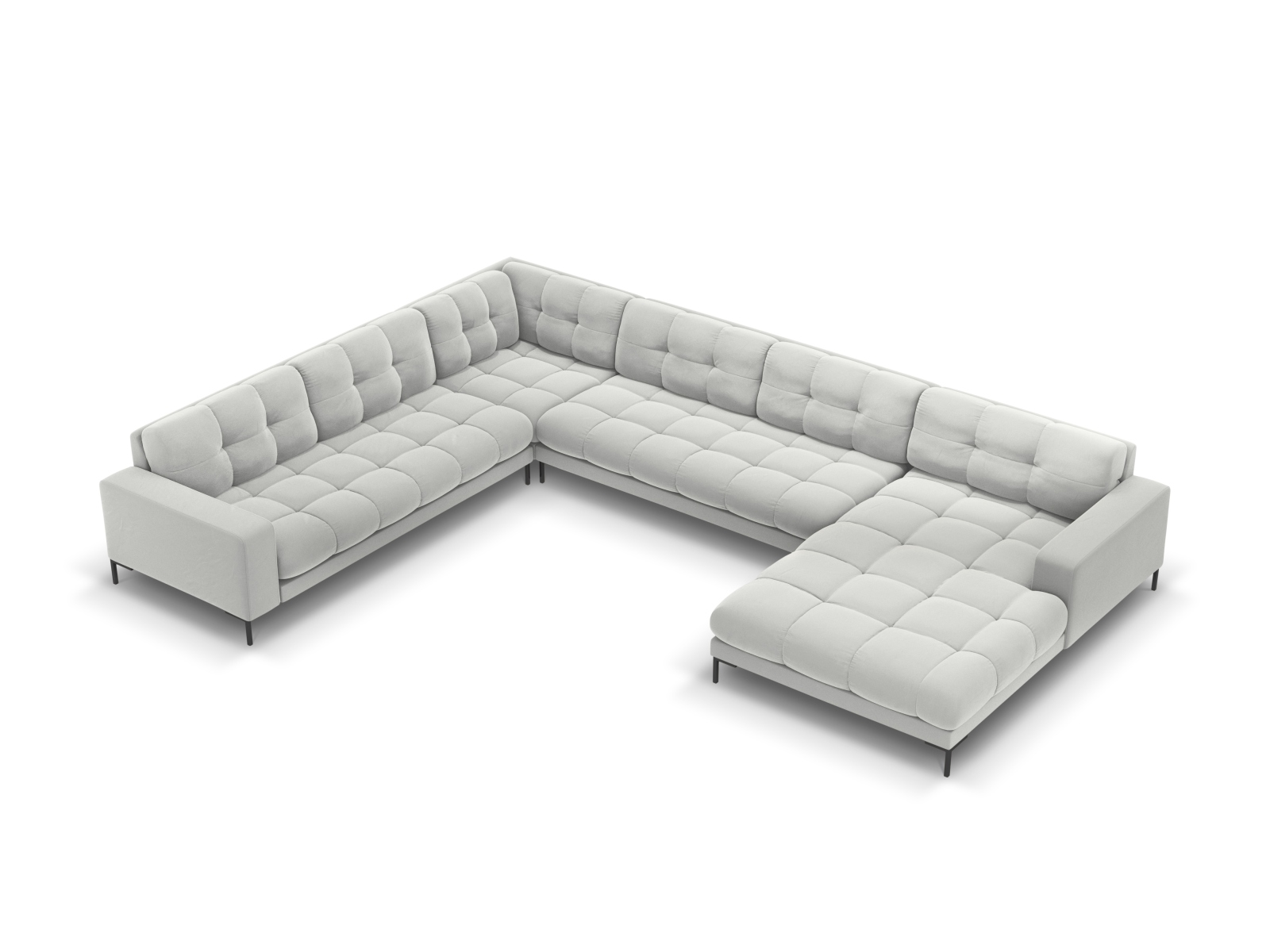 Velvet Panoramic Left Corner Sofa, "Mamaia", 7 Seats, 327x256x75