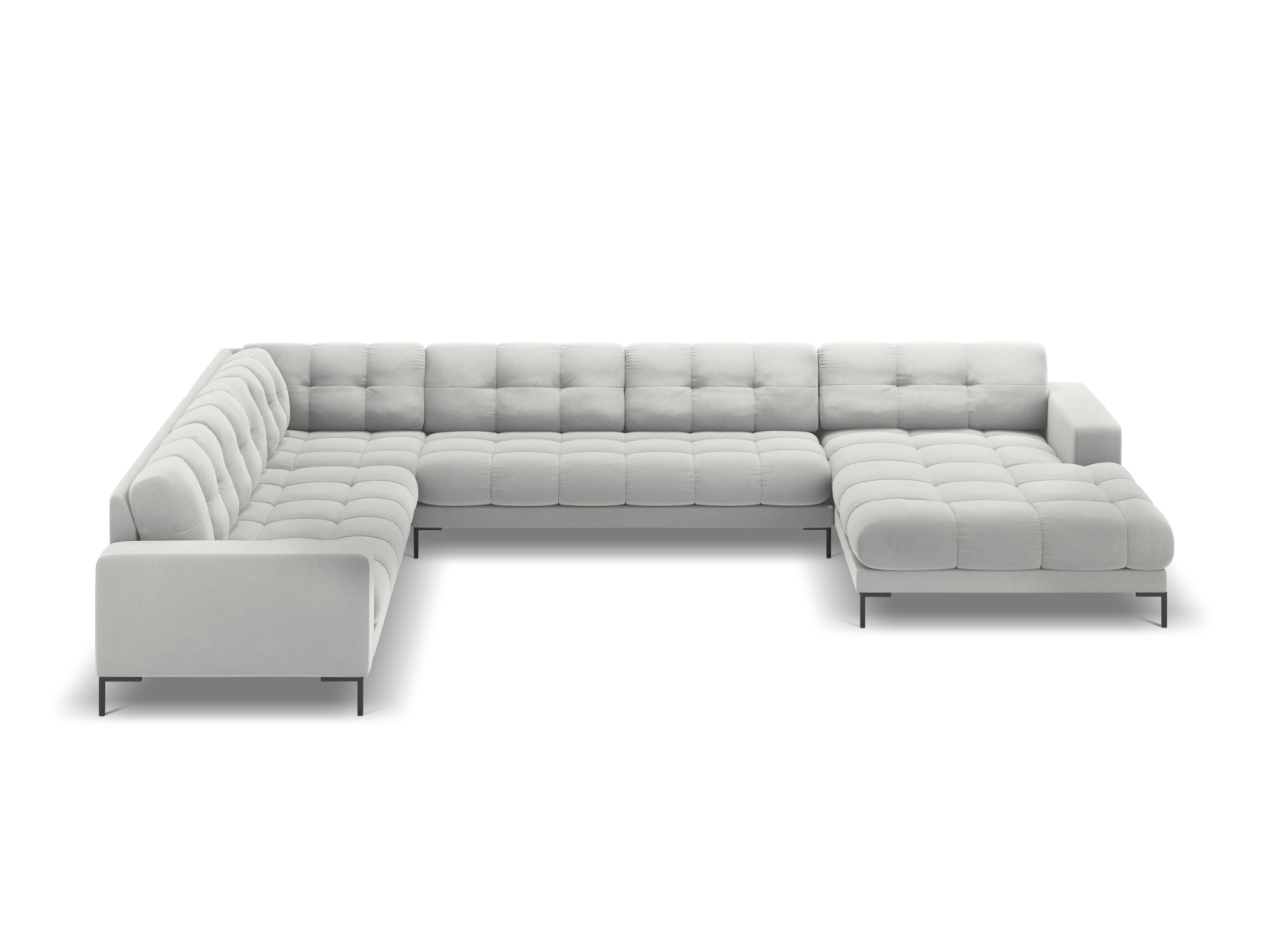 Velvet Panoramic Left Corner Sofa, "Mamaia", 7 Seats, 327x256x75
