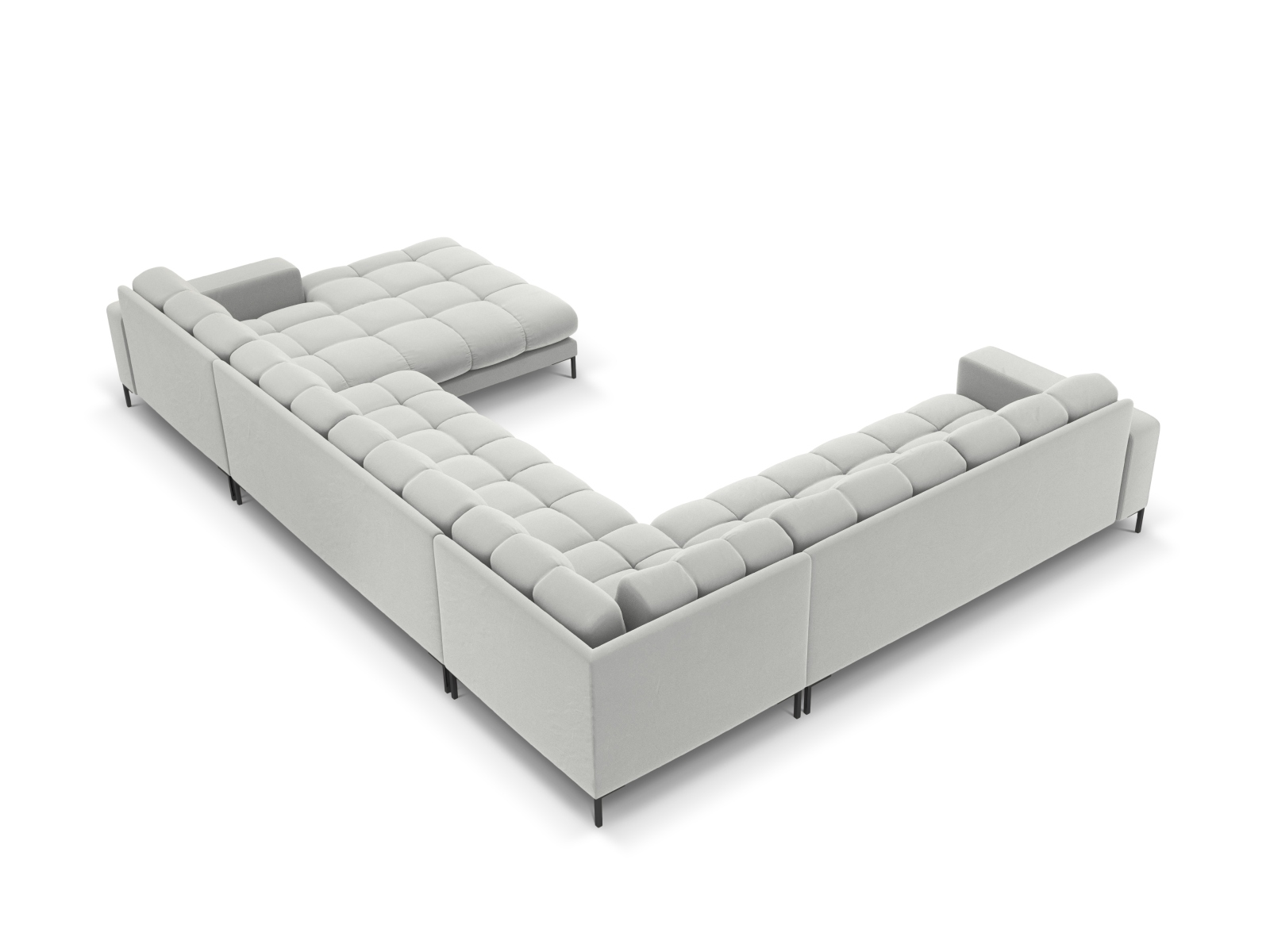 Velvet Panoramic Left Corner Sofa, "Mamaia", 7 Seats, 327x256x75