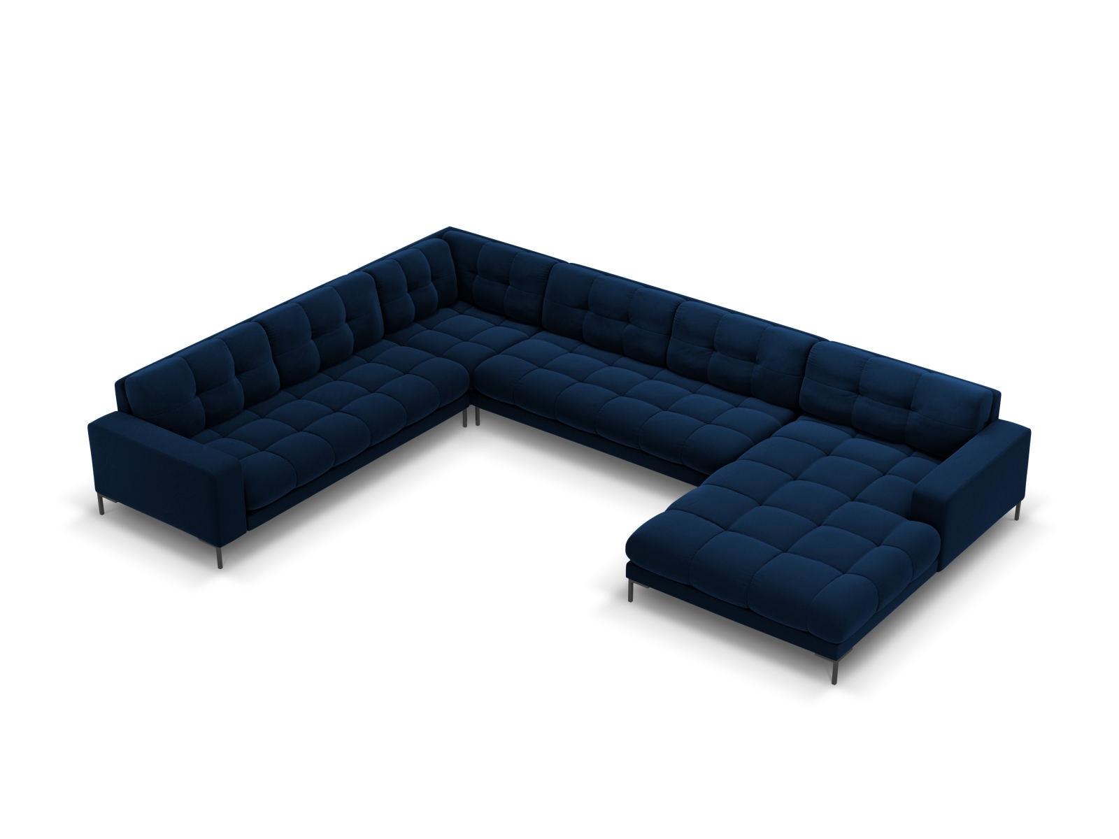 Velvet Panoramic Left Corner Sofa, "Mamaia", 7 Seats, 327x256x75