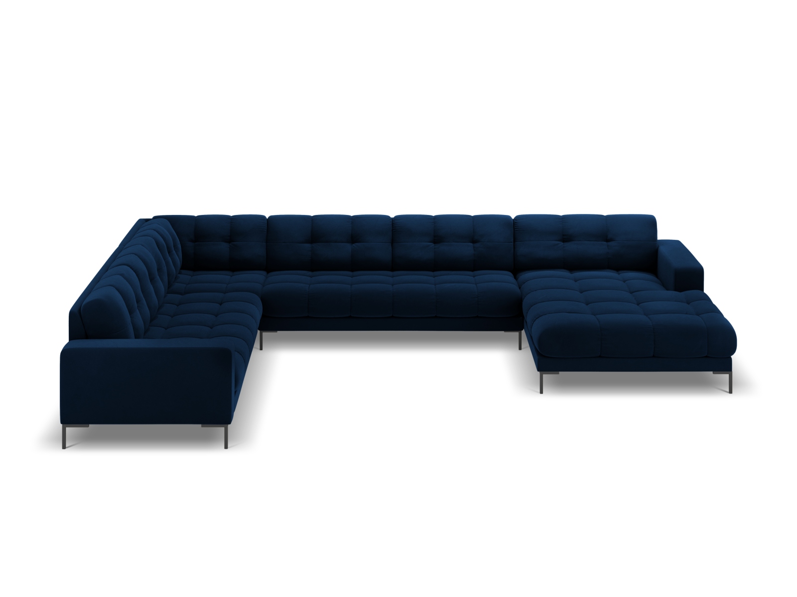 Velvet Panoramic Left Corner Sofa, "Mamaia", 7 Seats, 327x256x75