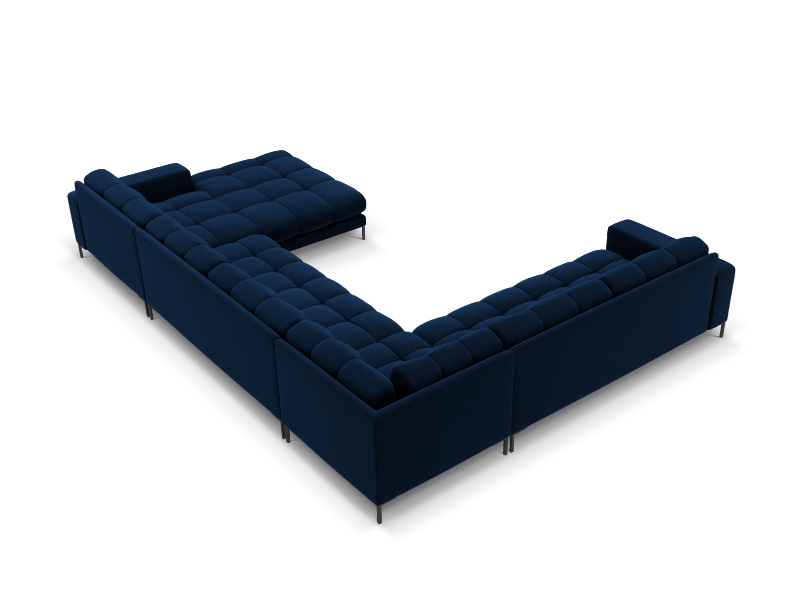 Velvet Panoramic Left Corner Sofa, "Mamaia", 7 Seats, 327x256x75