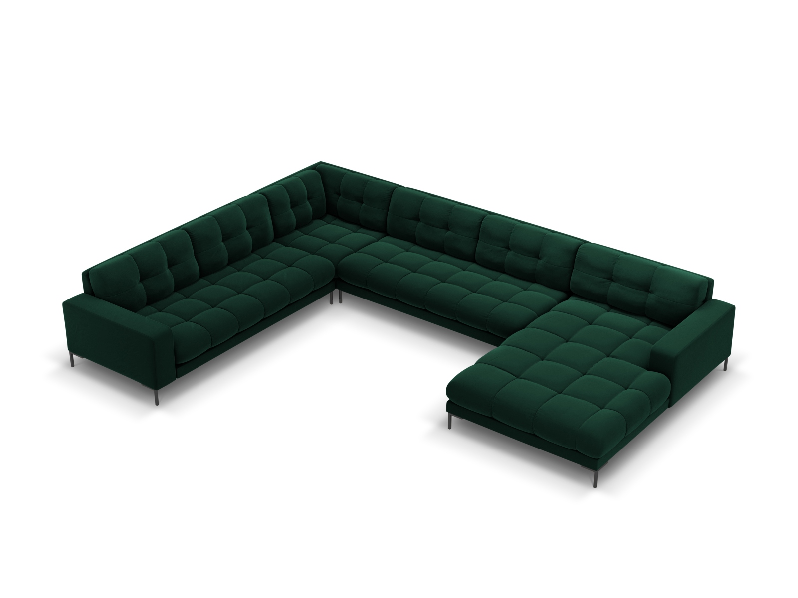 Velvet Panoramic Left Corner Sofa, "Mamaia", 7 Seats, 327x256x75