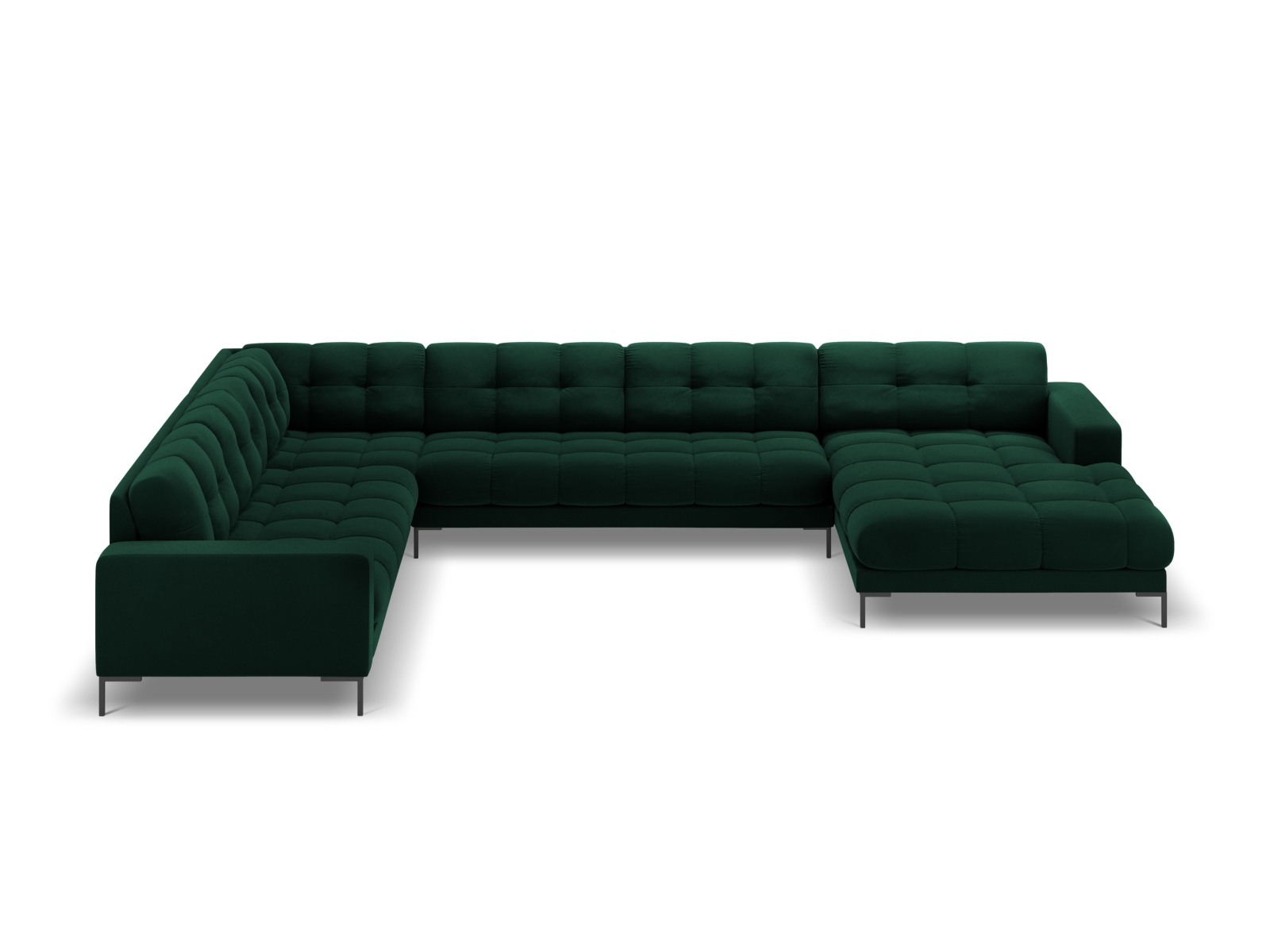 Velvet Panoramic Left Corner Sofa, "Mamaia", 7 Seats, 327x256x75