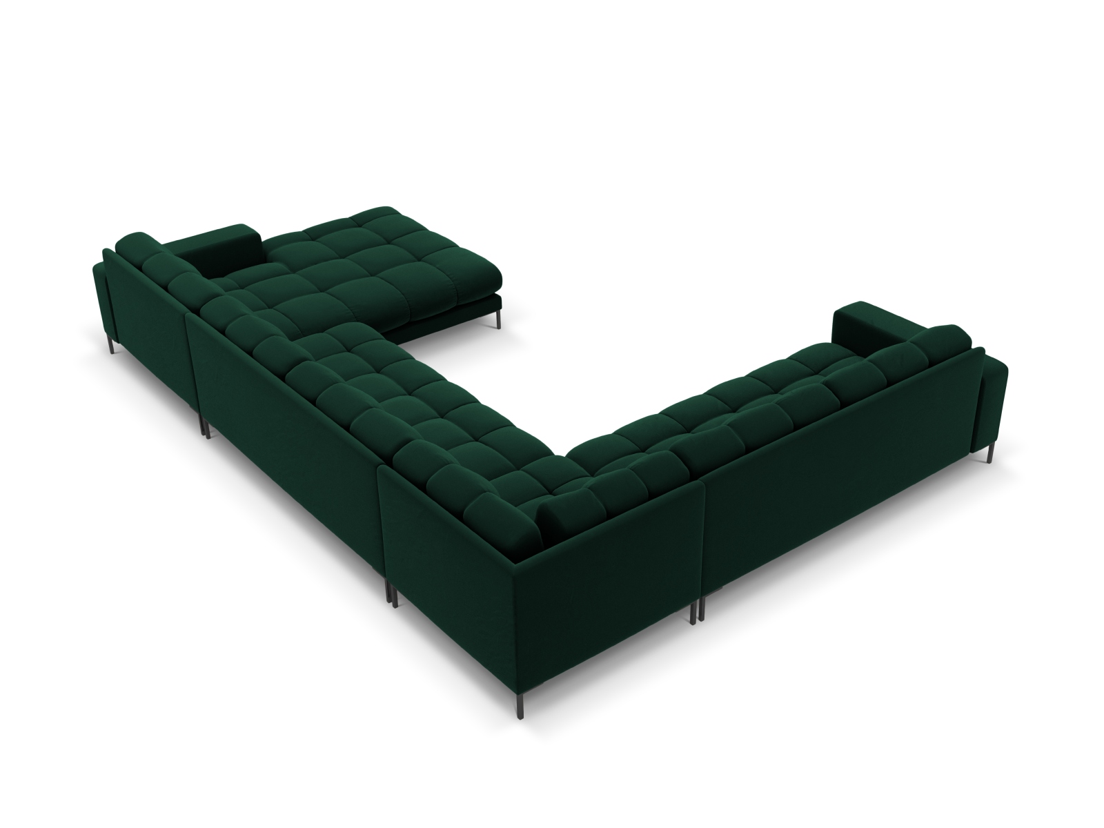 Velvet Panoramic Left Corner Sofa, "Mamaia", 7 Seats, 327x256x75