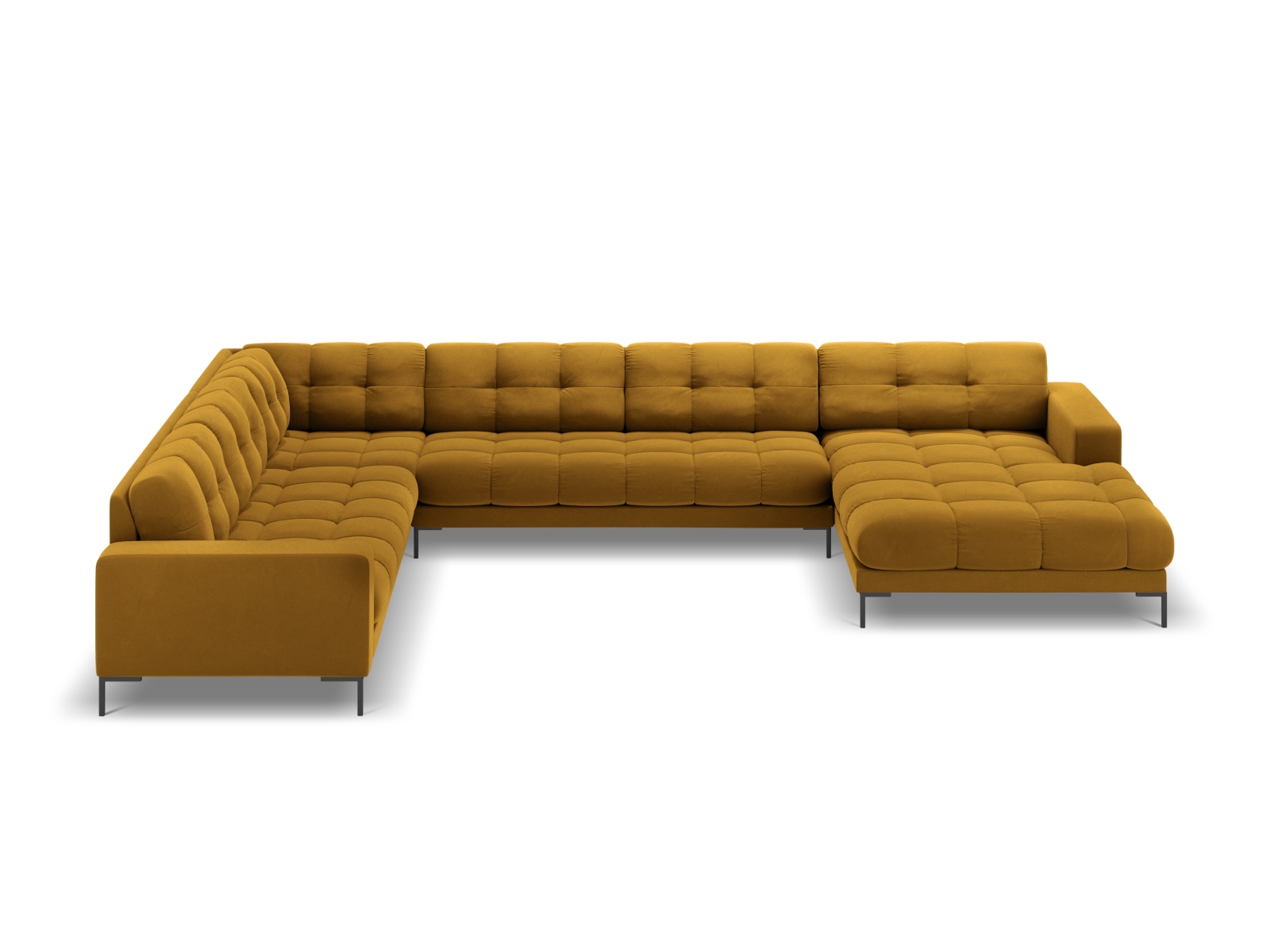 Velvet Panoramic Left Corner Sofa, "Mamaia", 7 Seats, 327x256x75