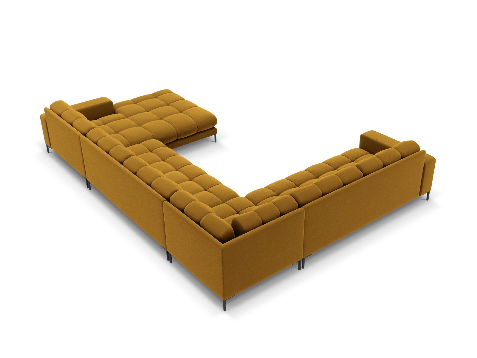 Velvet Panoramic Left Corner Sofa, "Mamaia", 7 Seats, 327x256x75