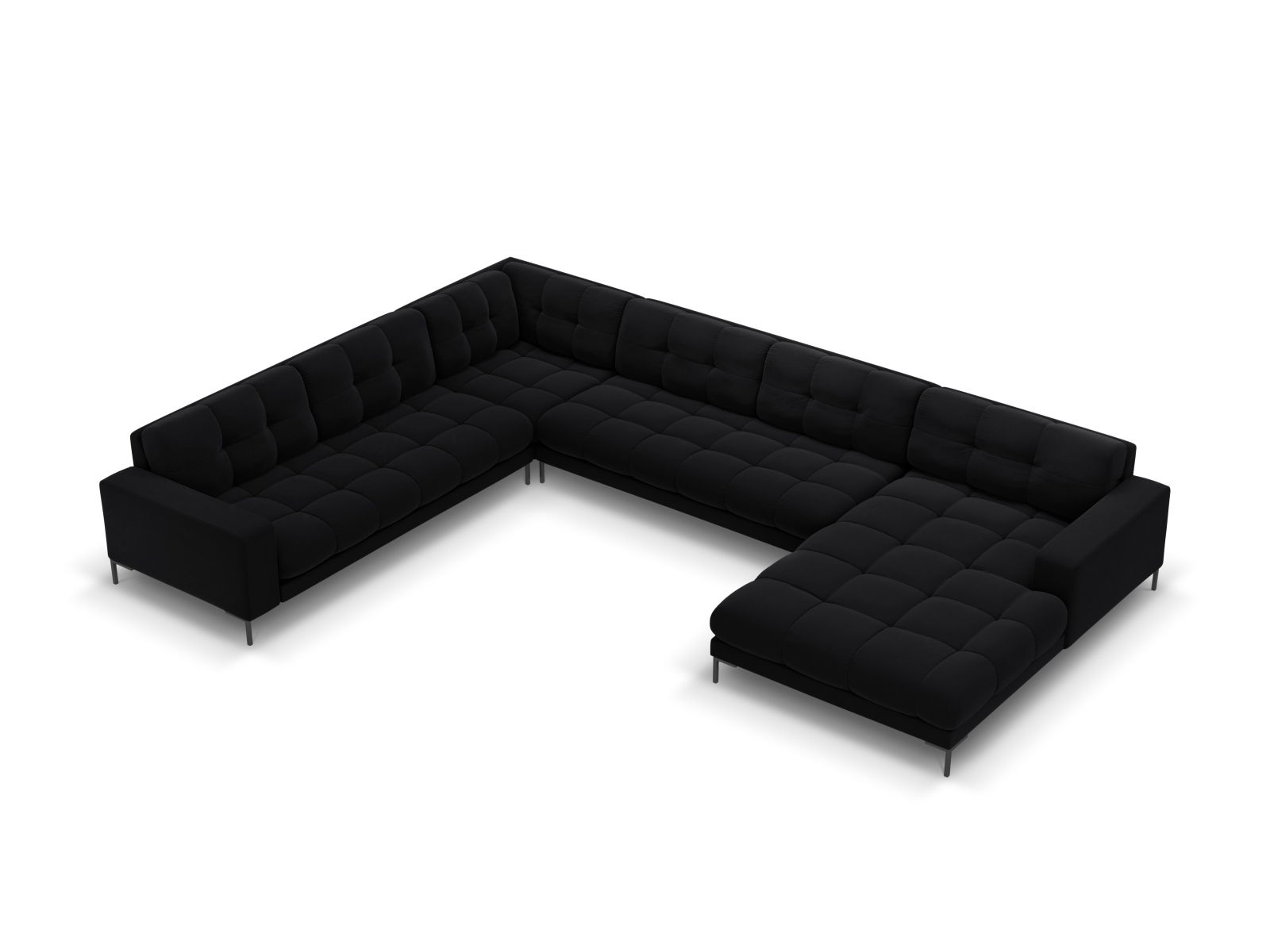 Velvet Panoramic Left Corner Sofa, "Mamaia", 7 Seats, 327x256x75