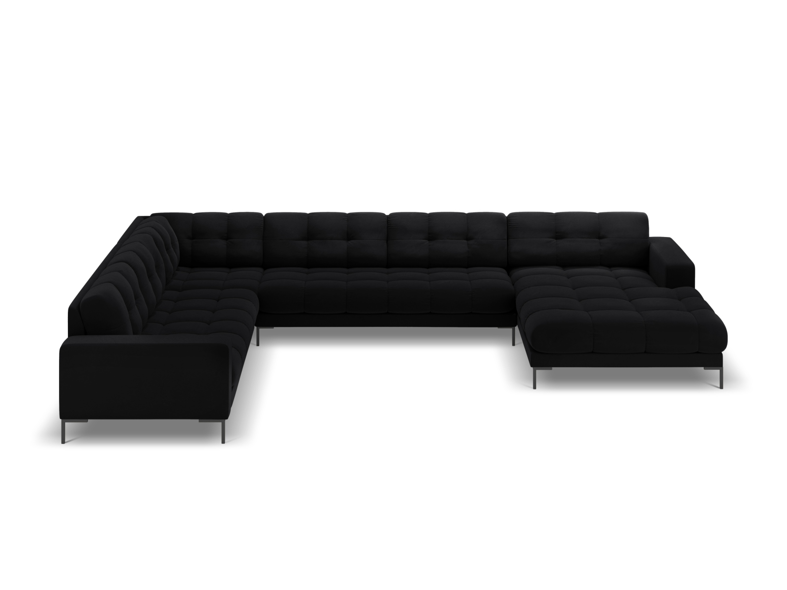 Velvet Panoramic Left Corner Sofa, "Mamaia", 7 Seats, 327x256x75