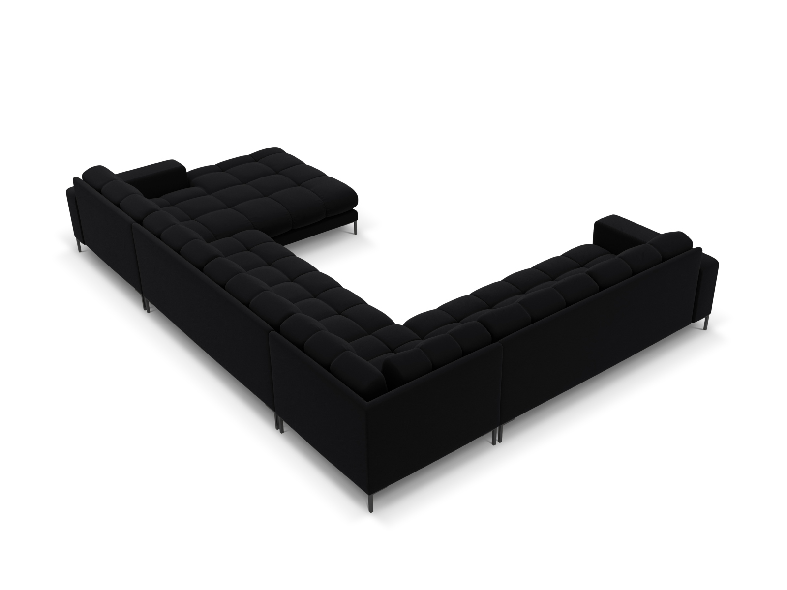 Velvet Panoramic Left Corner Sofa, "Mamaia", 7 Seats, 327x256x75