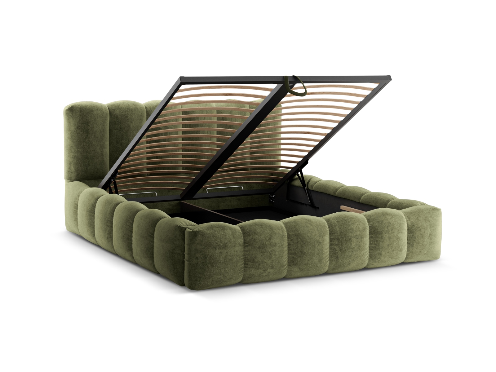 Storage Bed With Headboard, "Lupine", 206x226x95