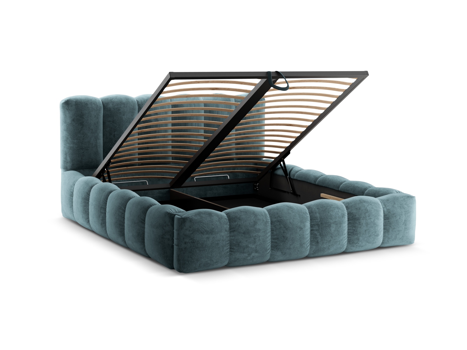 Storage Bed With Headboard, "Lupine", 206x226x95