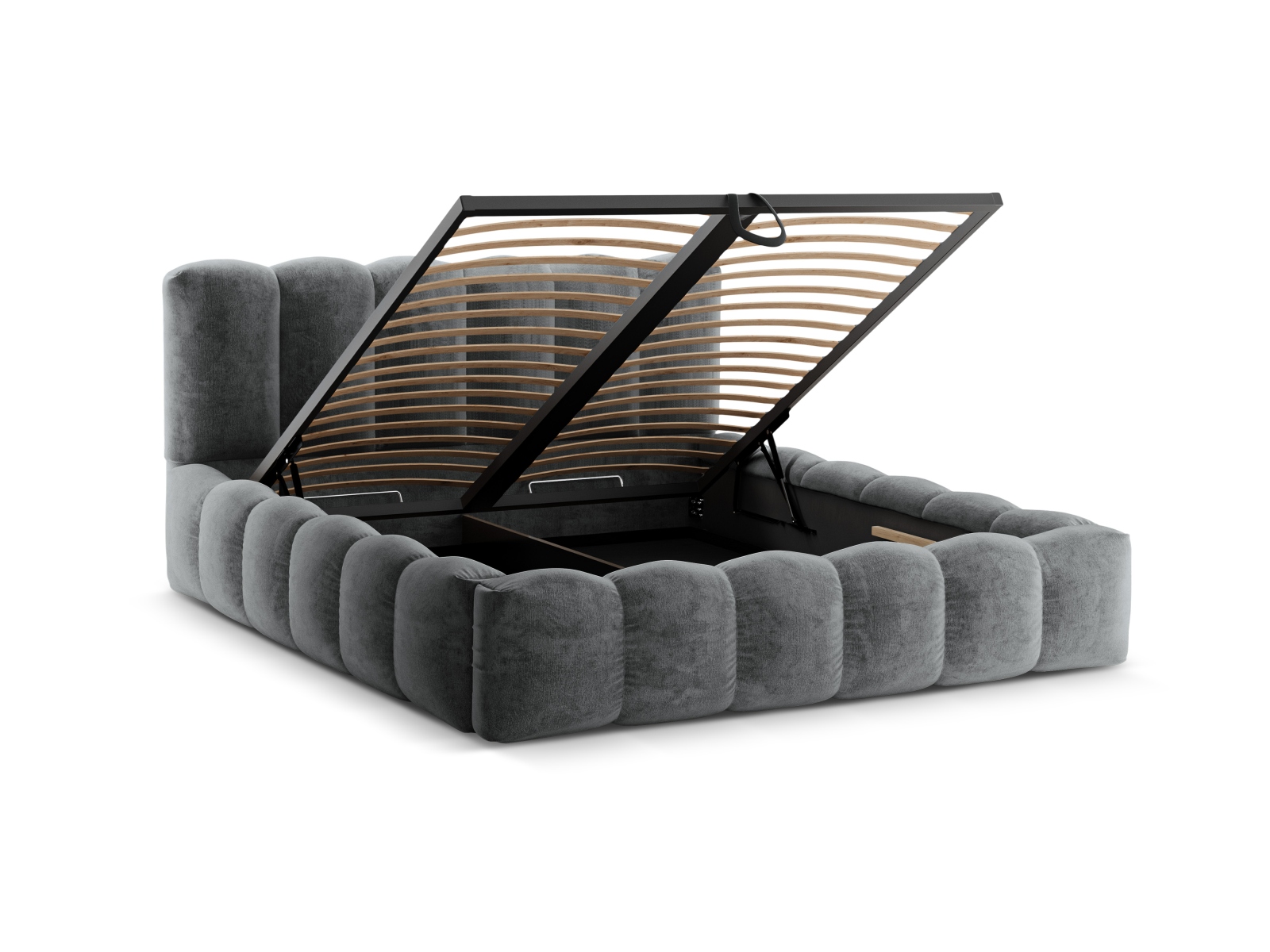 Storage Bed With Headboard, "Lupine", 206x226x95