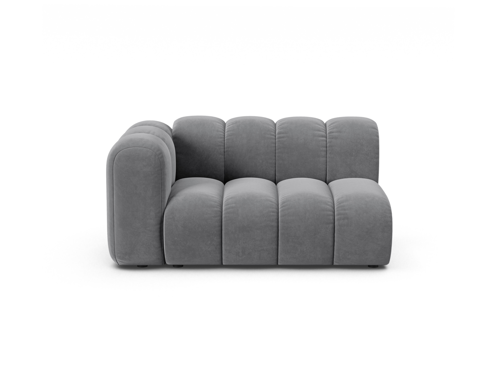 Velvet Left Modular Sofa, "Lupine", 2 Seats, 145x95x70