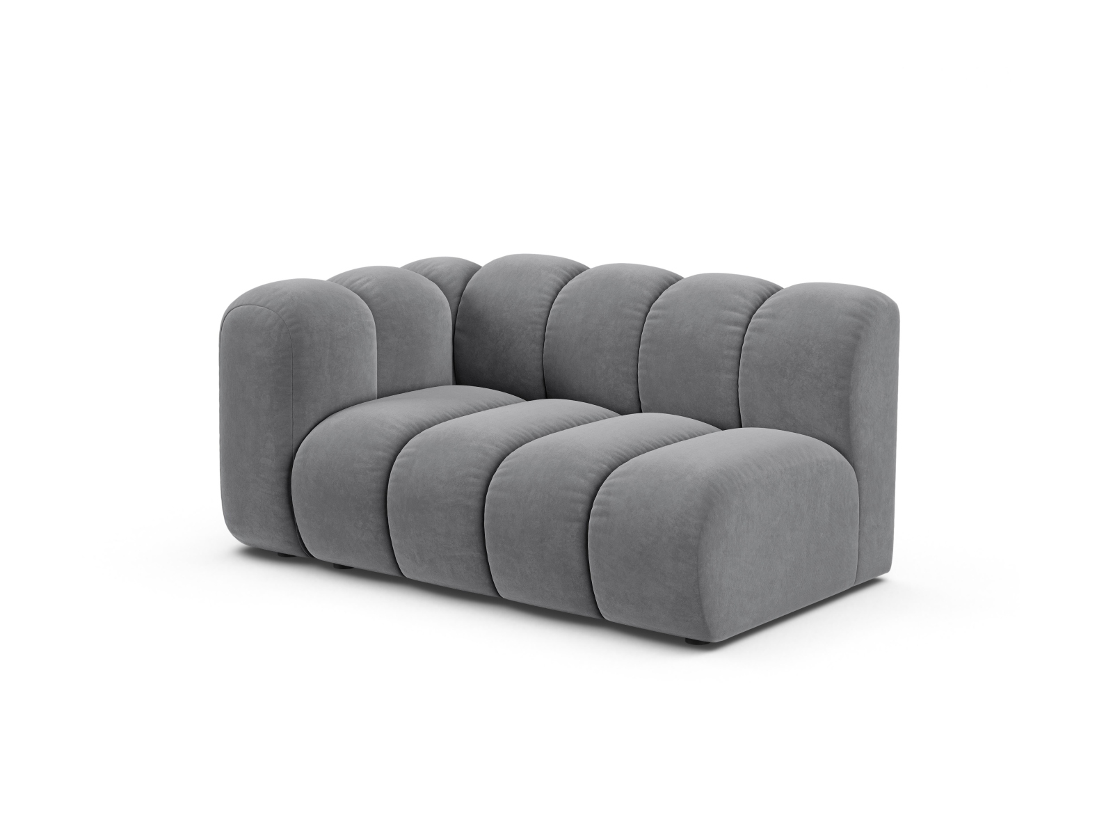Velvet Left Modular Sofa, "Lupine", 2 Seats, 145x95x70