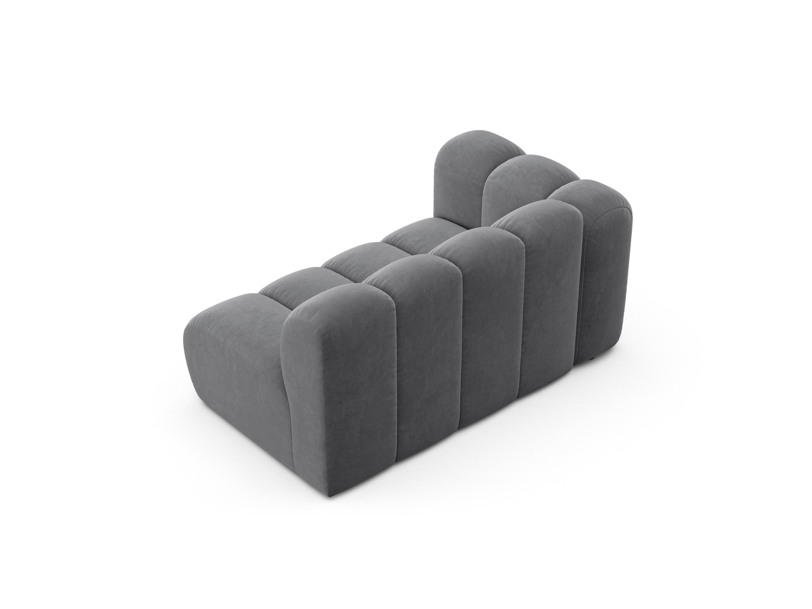 Velvet Left Modular Sofa, "Lupine", 2 Seats, 145x95x70