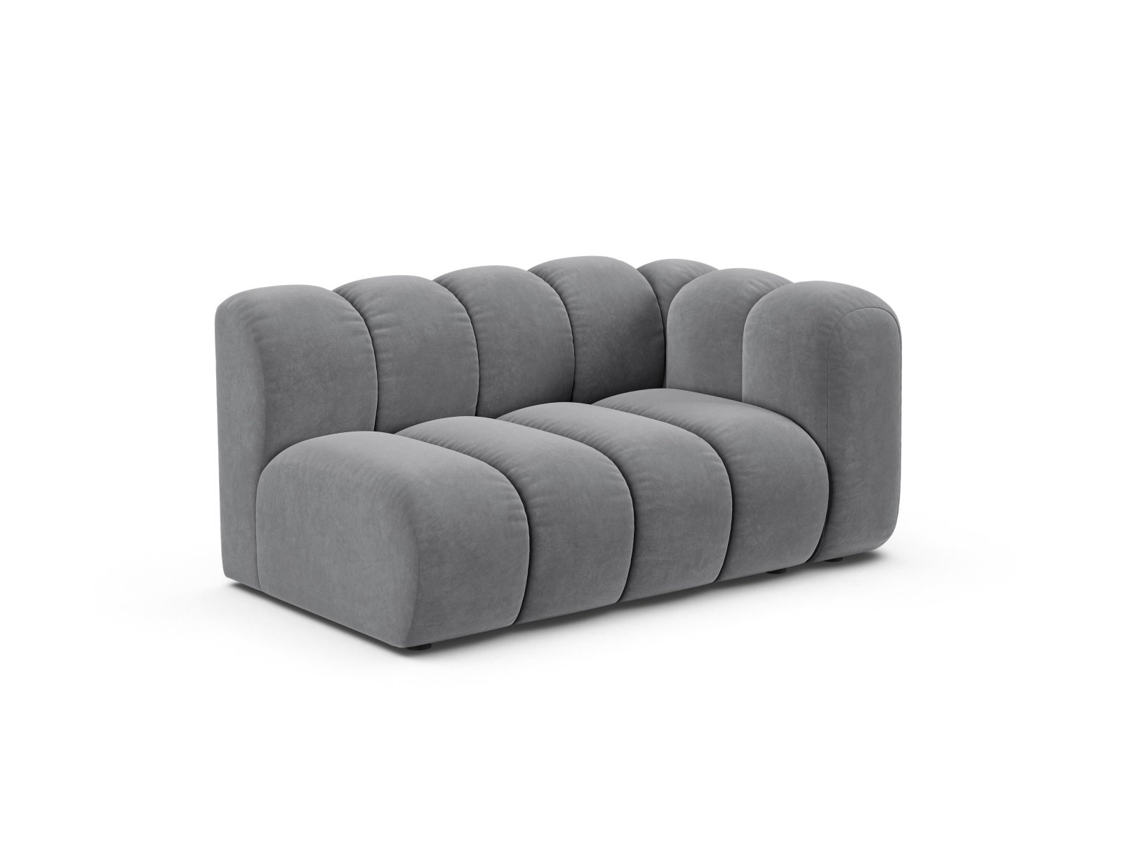 Velvet Right Modular Sofa, "Lupine", 2 Seats, 145x95x70
