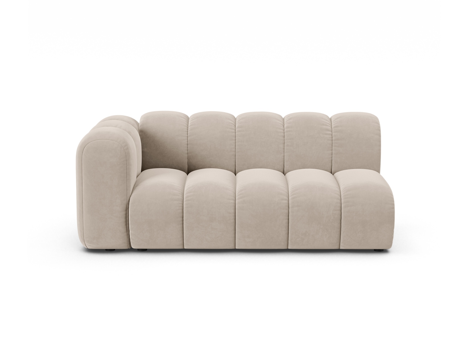 Velvet Left Modular Sofa, "Lupine", 3 Seats, 175x95x70