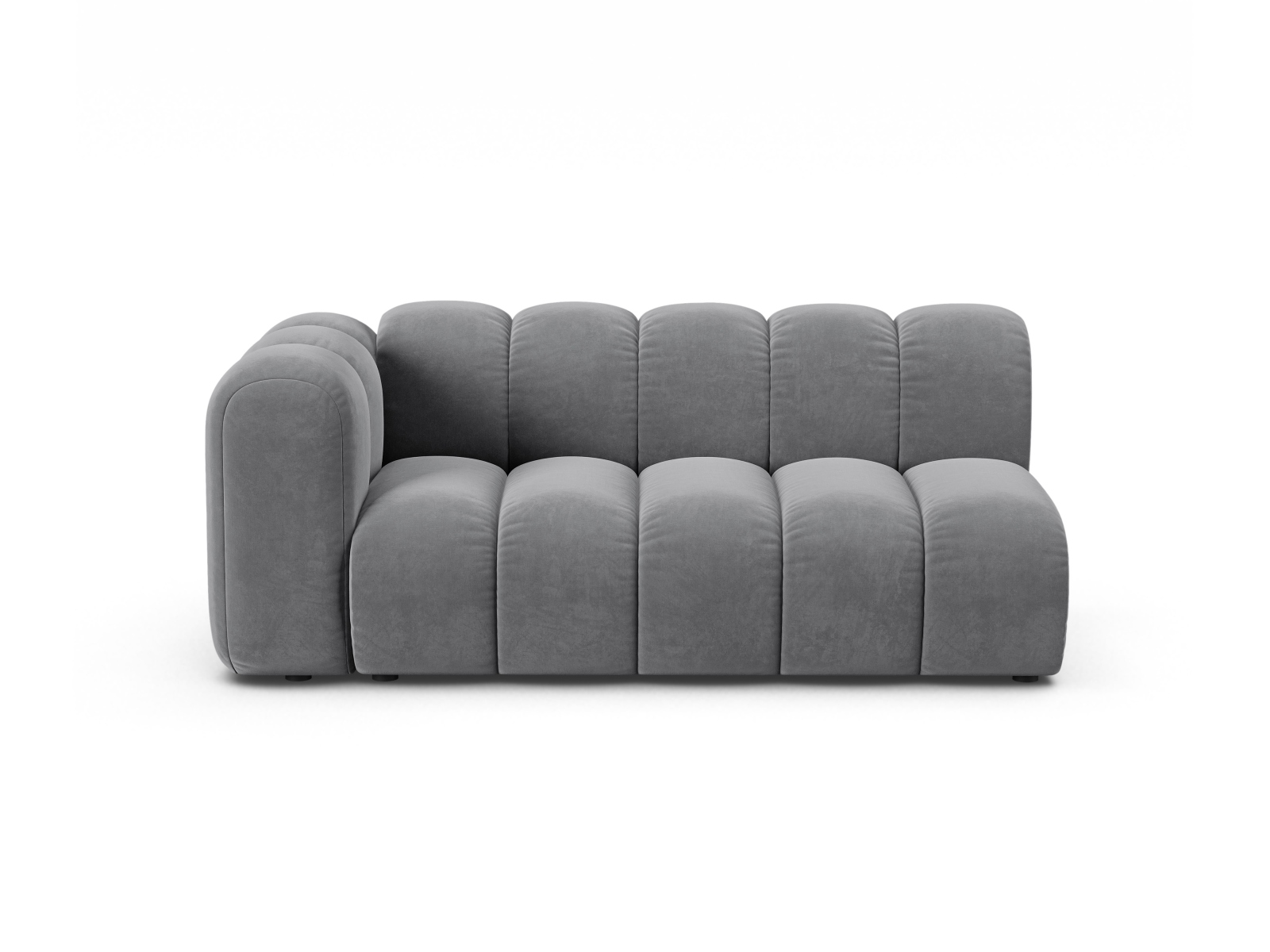 Velvet Left Modular Sofa, "Lupine", 3 Seats, 175x95x70
