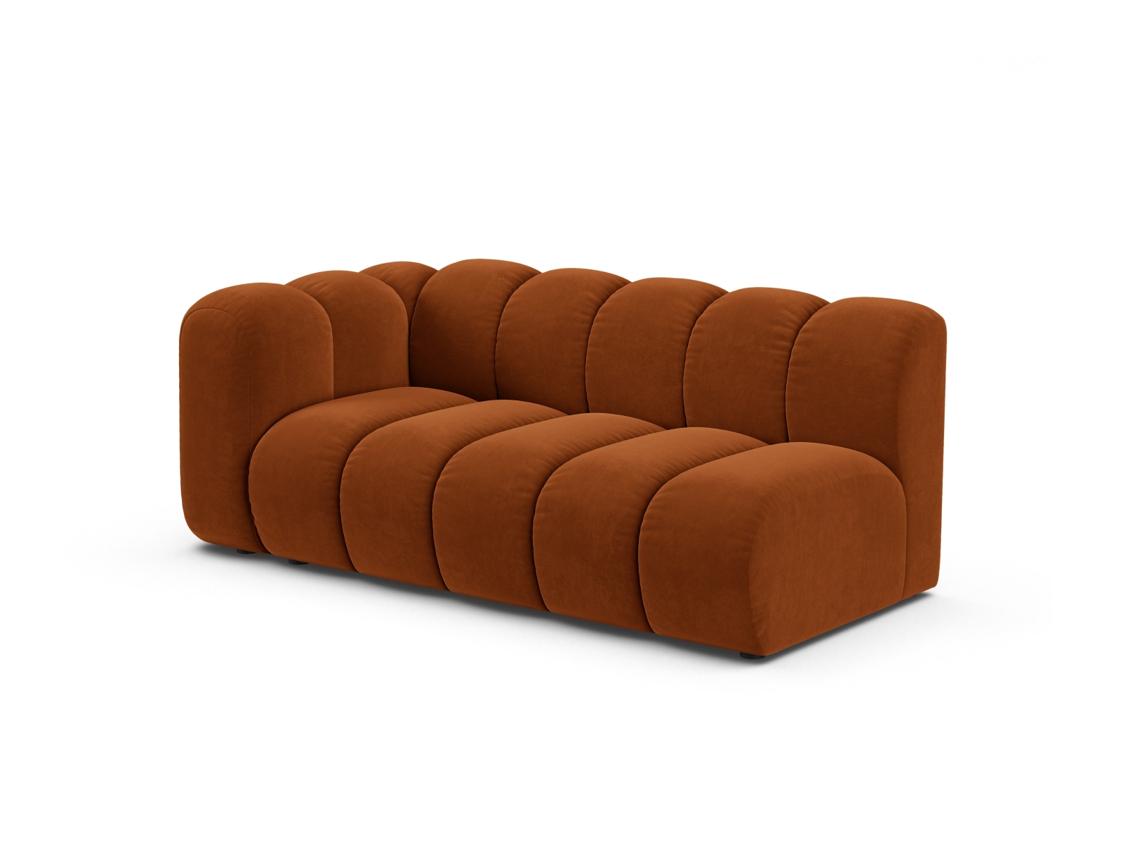 Velvet Left Modular Sofa, "Lupine", 3 Seats, 175x95x70