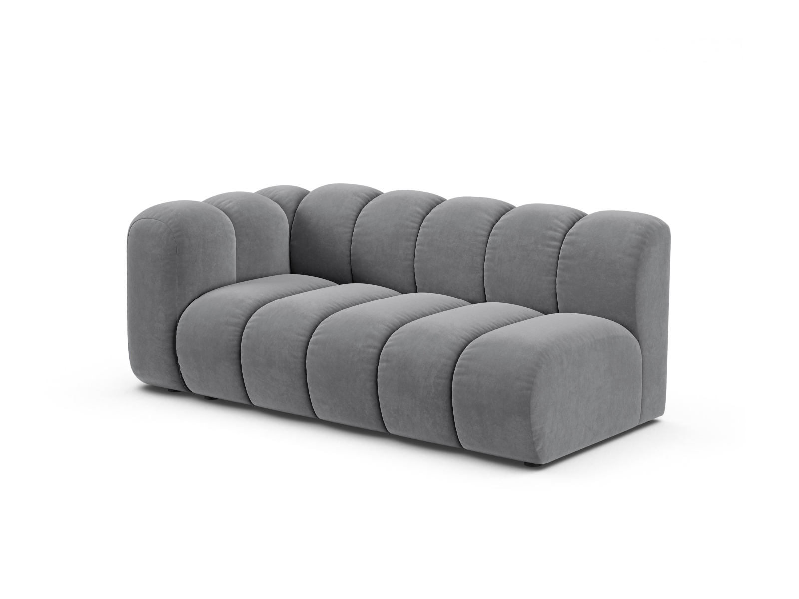 Velvet Left Modular Sofa, "Lupine", 3 Seats, 175x95x70