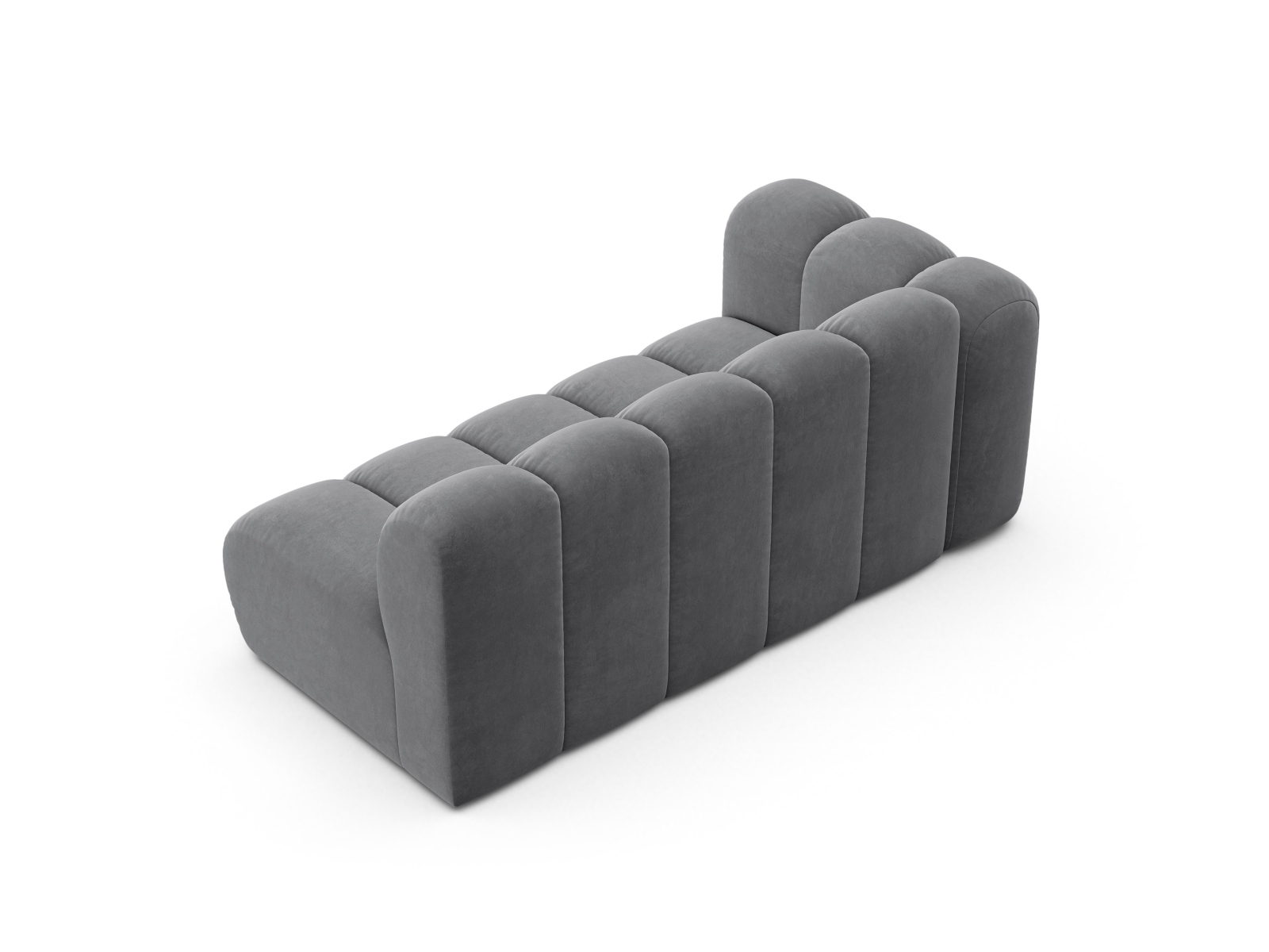 Velvet Left Modular Sofa, "Lupine", 3 Seats, 175x95x70
