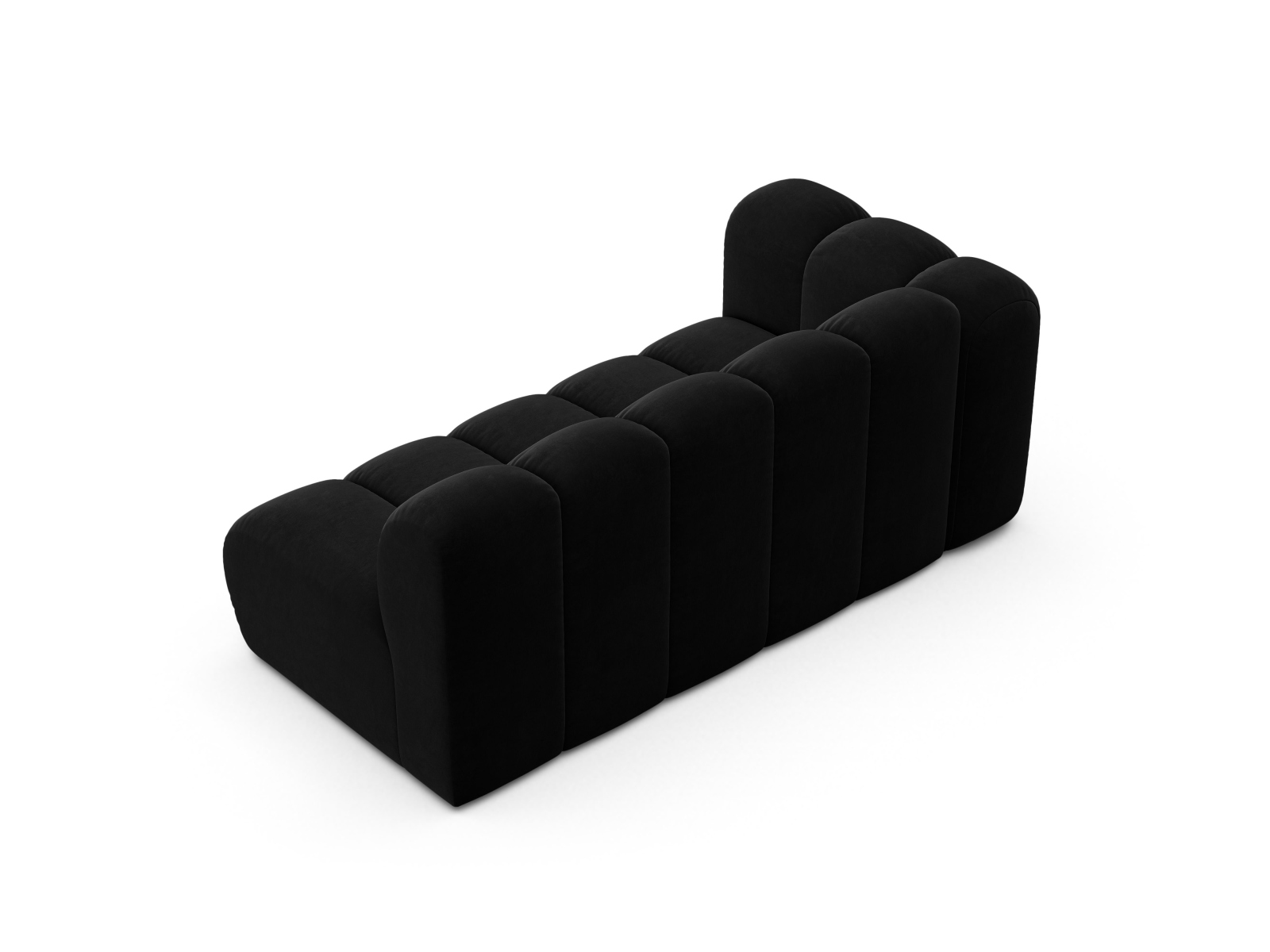 Velvet Left Modular Sofa, "Lupine", 3 Seats, 175x95x70