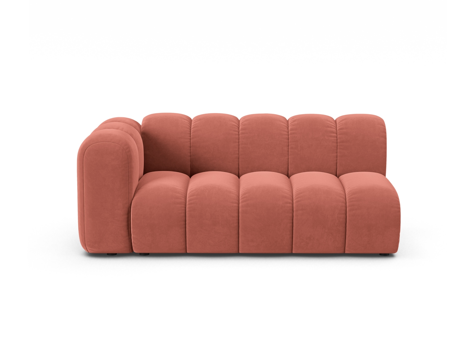 Velvet Left Modular Sofa, "Lupine", 3 Seats, 175x95x70