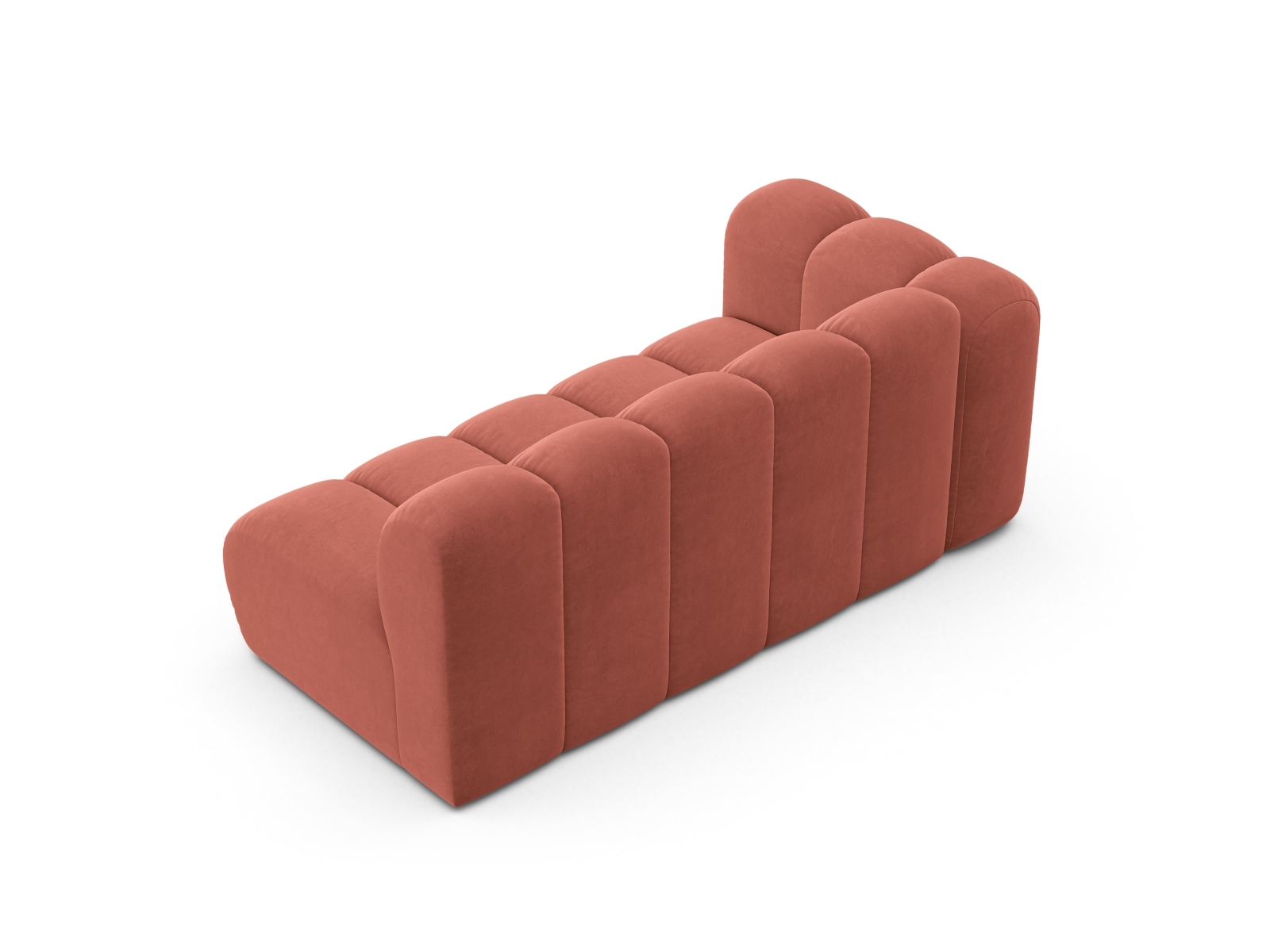 Velvet Left Modular Sofa, "Lupine", 3 Seats, 175x95x70